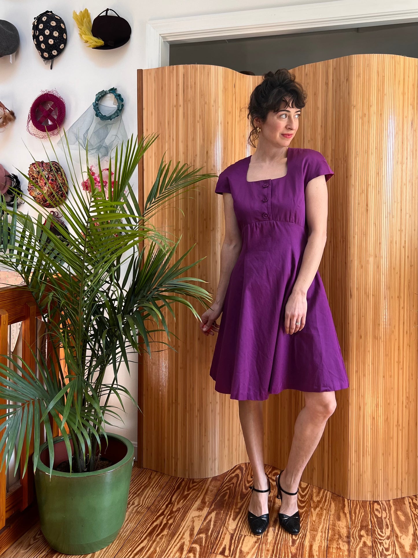 1980s Sweetheart 100% Cotton Fit n Flare Dress M