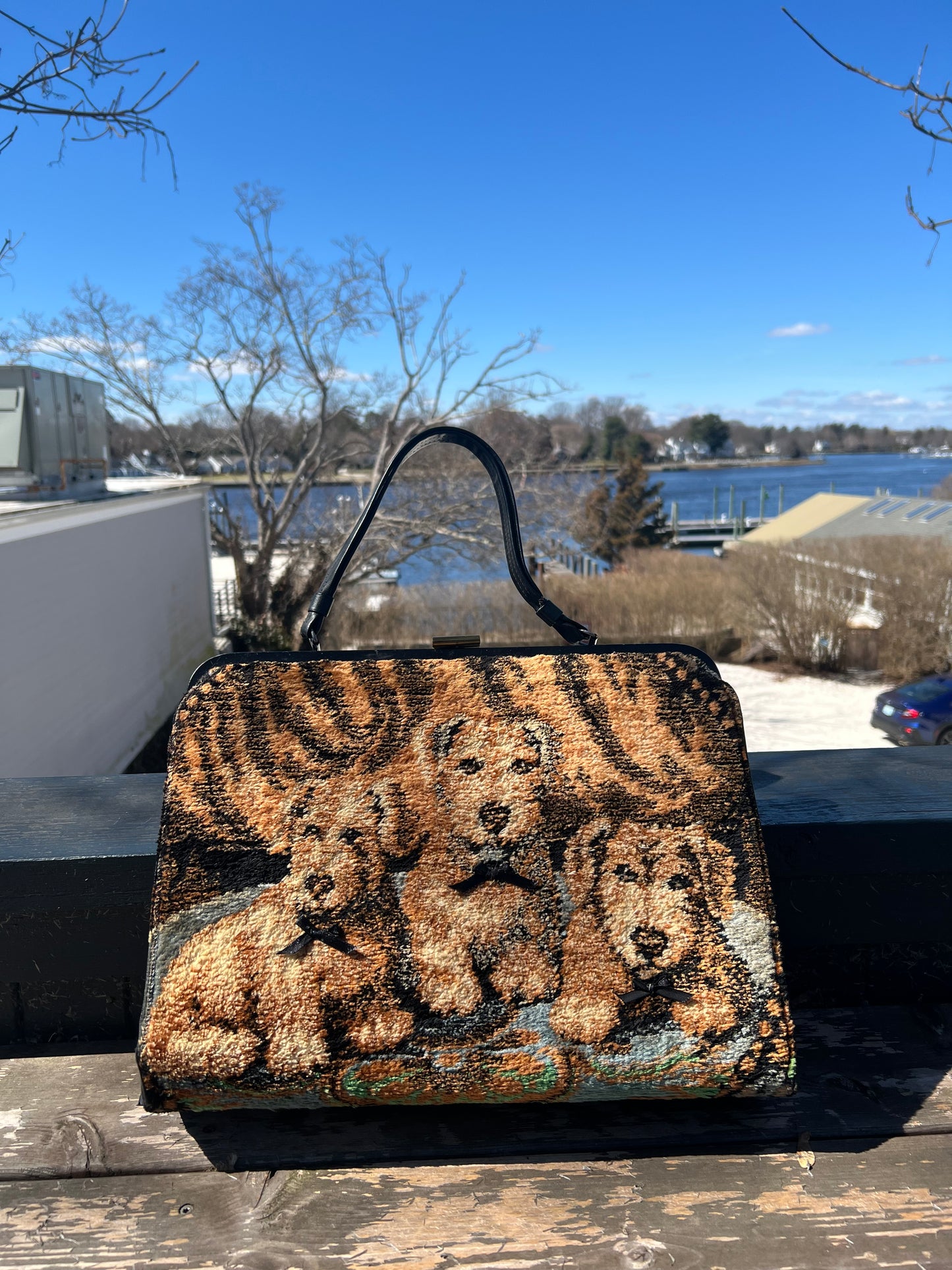 1950s Puppies & Kittens Double-Sided Carpet Bag by Marlow