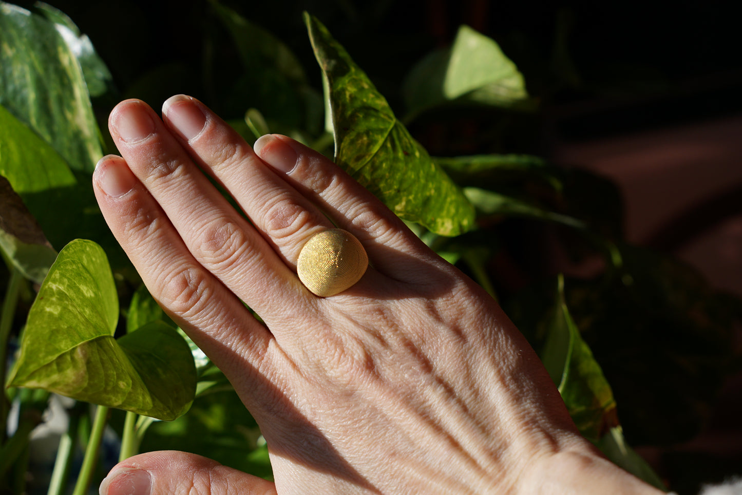 Vtg 18K Braided Gold Dome Cocktail Ring