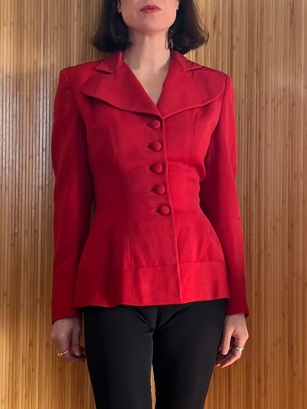 1940s Cherry Gabardine Blazer S