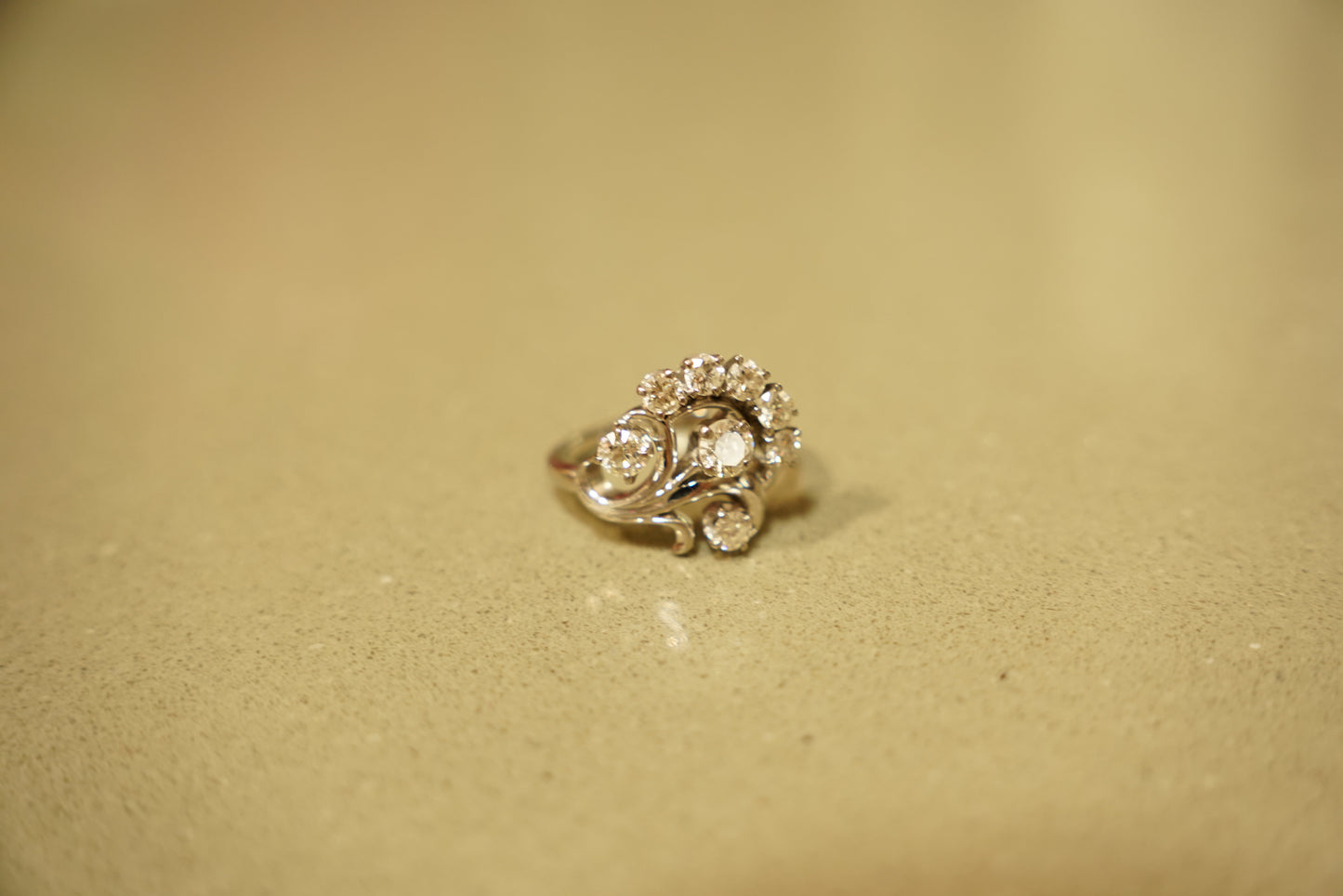 Mid-Century 18K Diamond Bouquet Cocktail Ring by Jabel