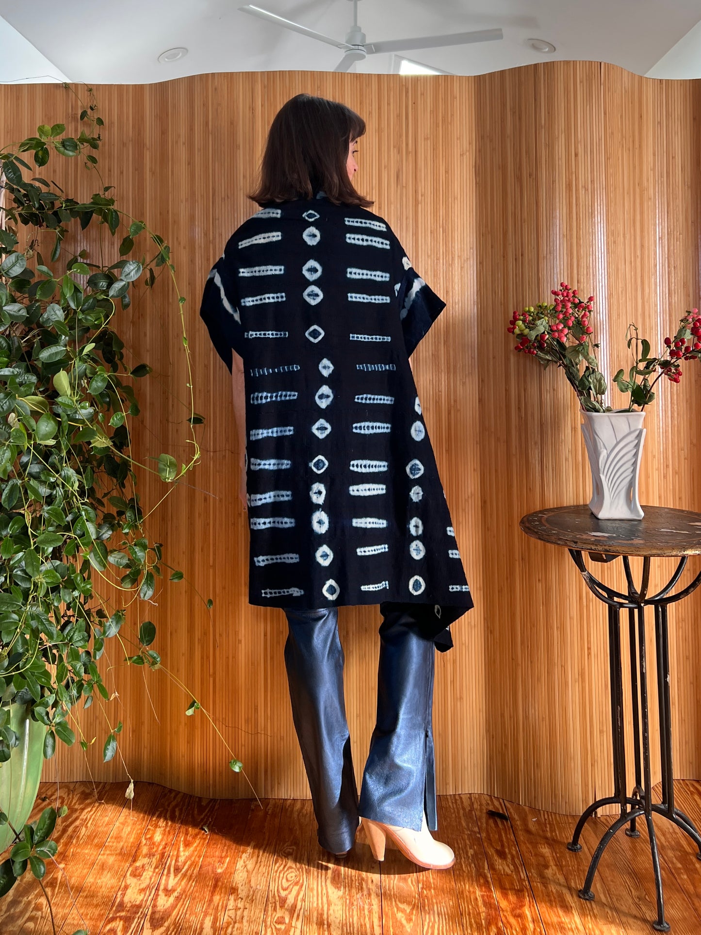 Hand Dyed Indigo Mud Cloth Wrap/Vest OS