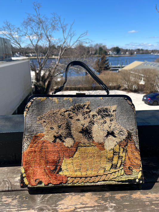 1950s Puppies & Kittens Double-Sided Carpet Bag by Marlow