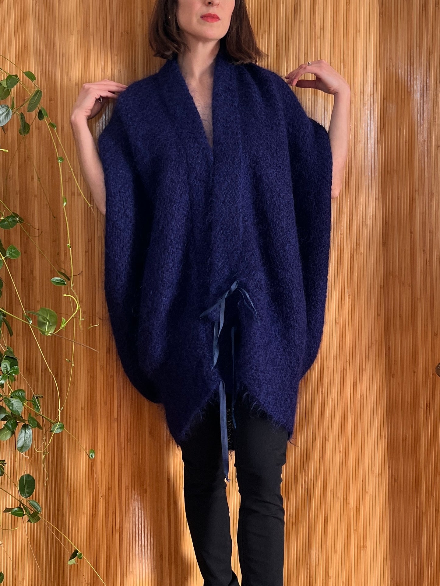 80s Mohair Deep Blue Cocoon Coat