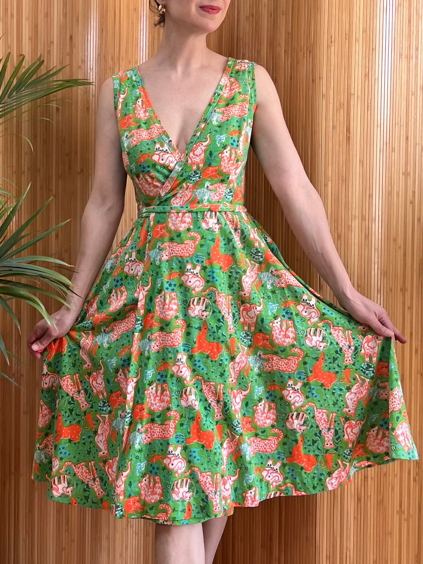 1960s/70s "The Lilly" Lilly Pulitzer Wild Animals Print Cotton Blend Wrap Dress XS-M