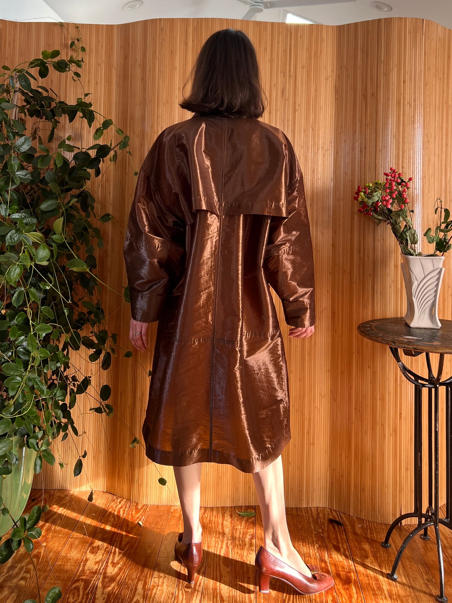 1980s Issey Mikaye Copper Metallic Windcoat S/M