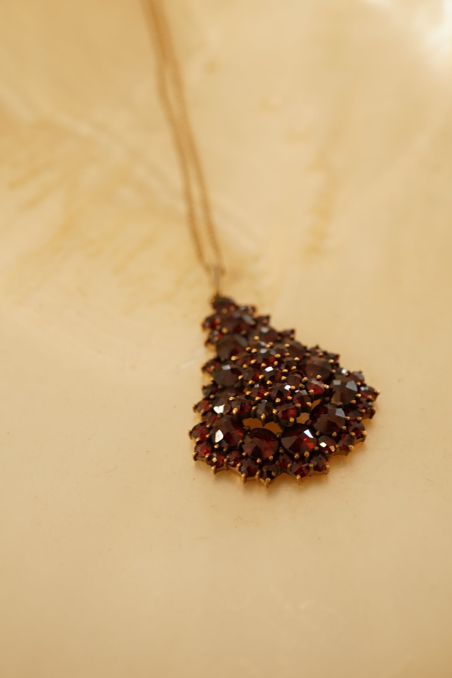 Antique Victorian Bohemian Garnet Pendant Necklace
