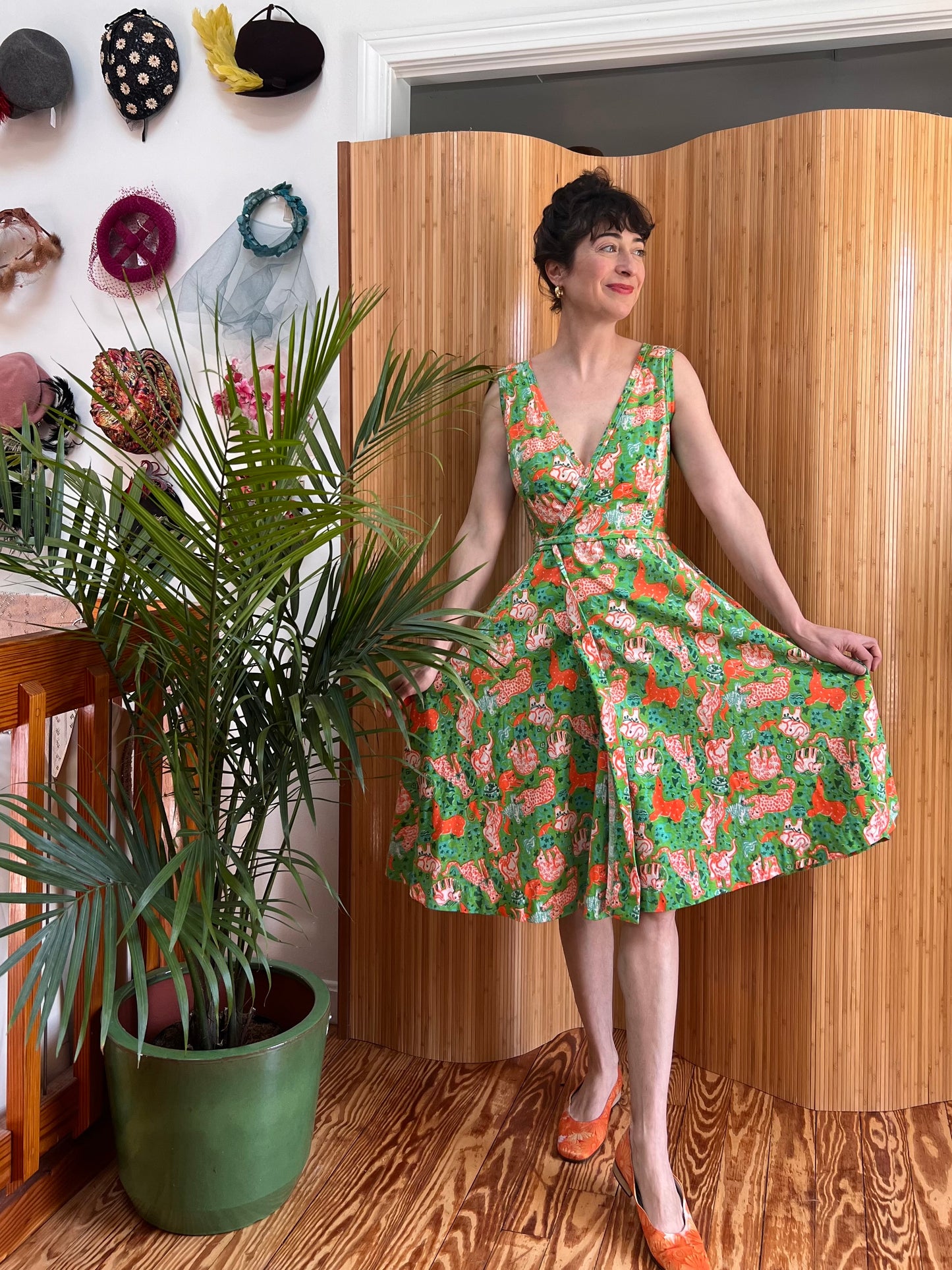 1960s/70s "The Lilly" Lilly Pulitzer Wild Animals Print Cotton Blend Wrap Dress XS-M