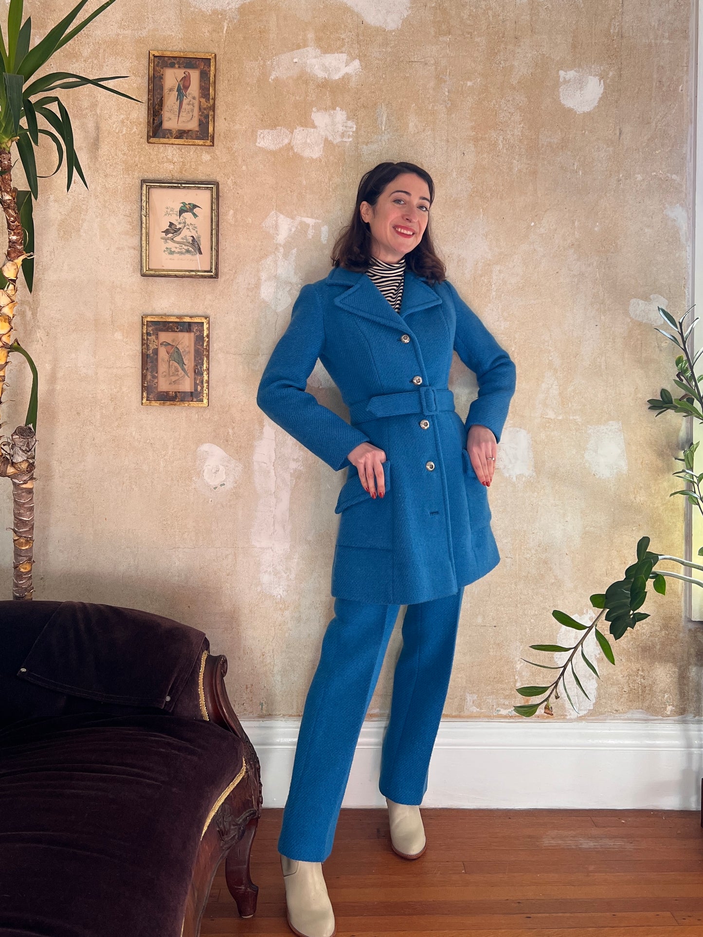 1960s Lanz Originals Electric Blue 2-Piece Suit S/M