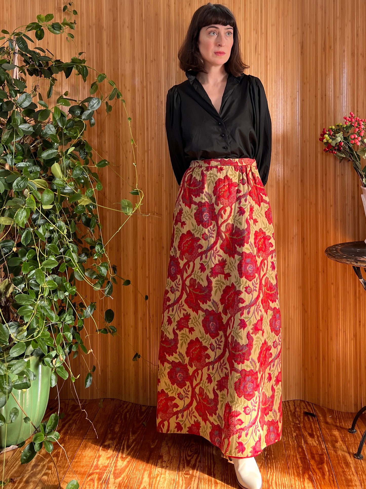 1960s Nelly de Grab Brocade Maxi Skirt S/M