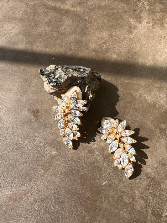 1960s Glamour Rhinestone Cluster Clip Ons