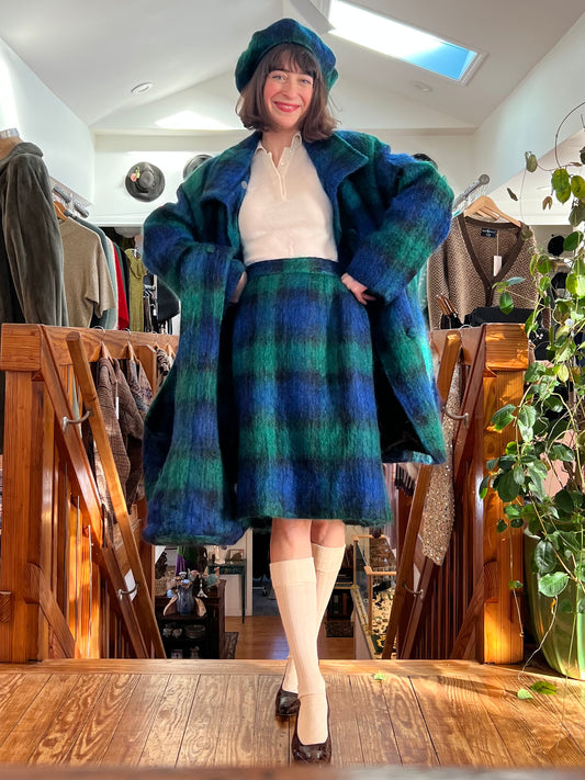 1960s 4-Piece Black Watch Tartan Plaid Set M/L