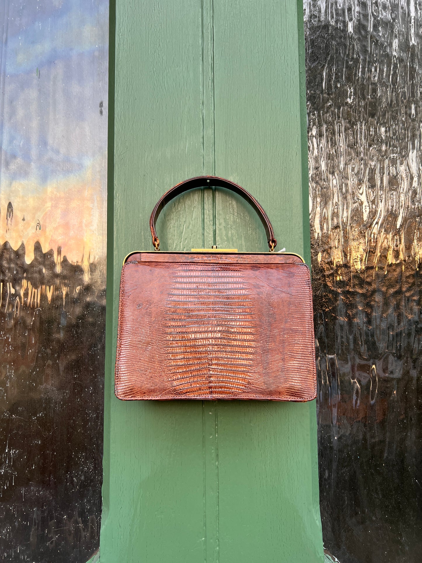 1940s Palizzio Brown Lizard Handbag