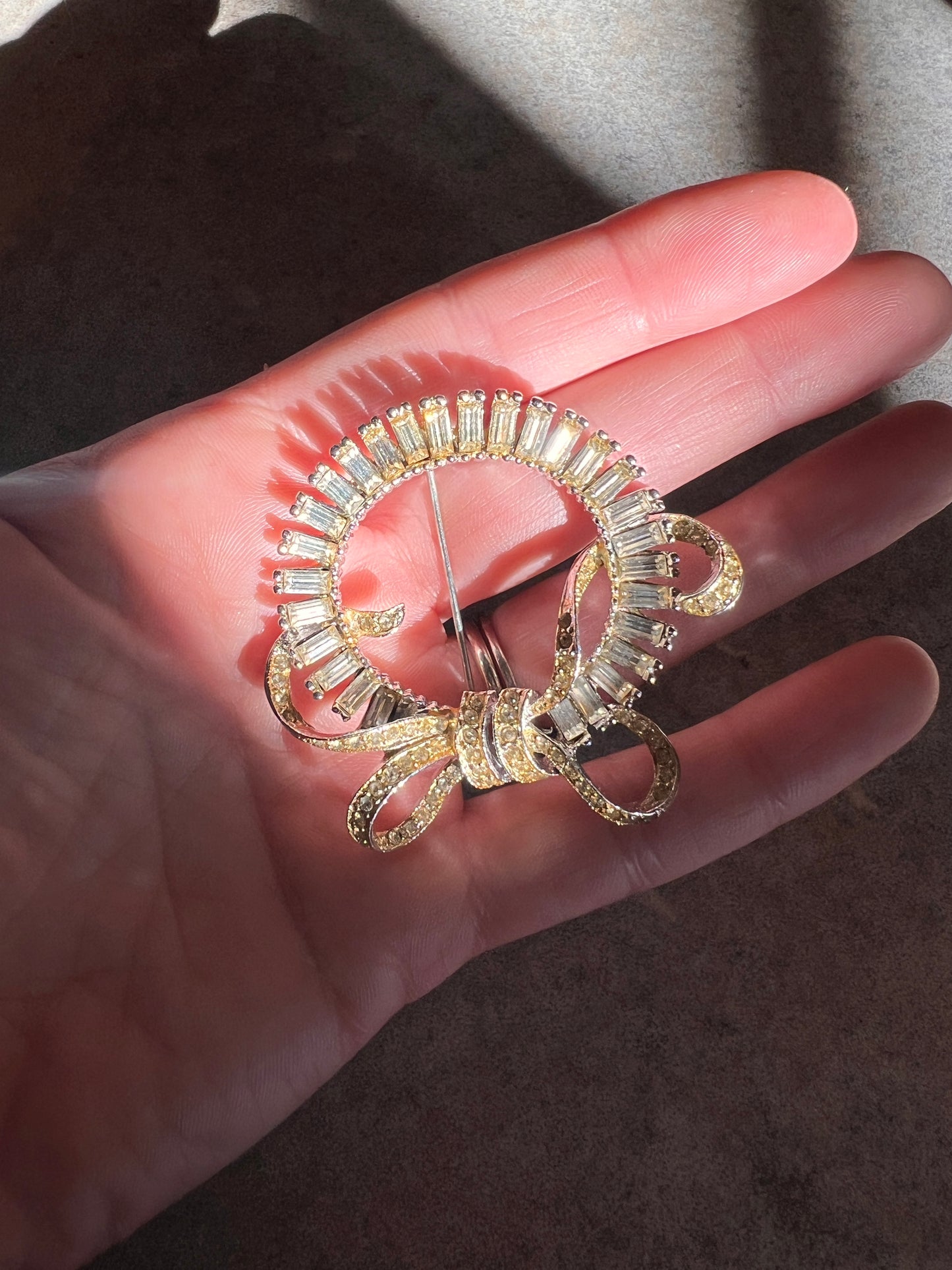 Deco Rhinestone Wreath Brooch