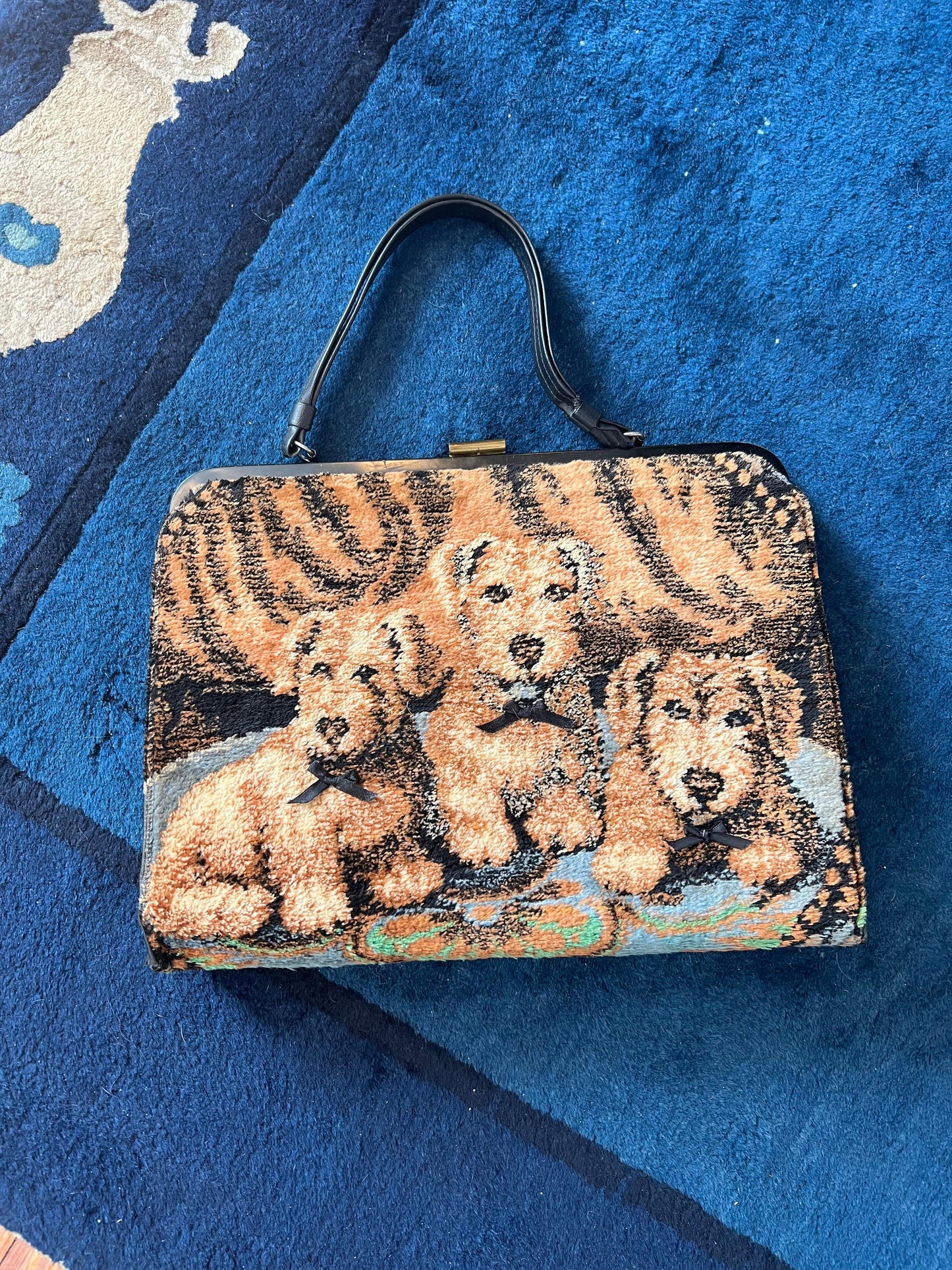 1950s Puppies & Kittens Double-Sided Carpet Bag by Marlow