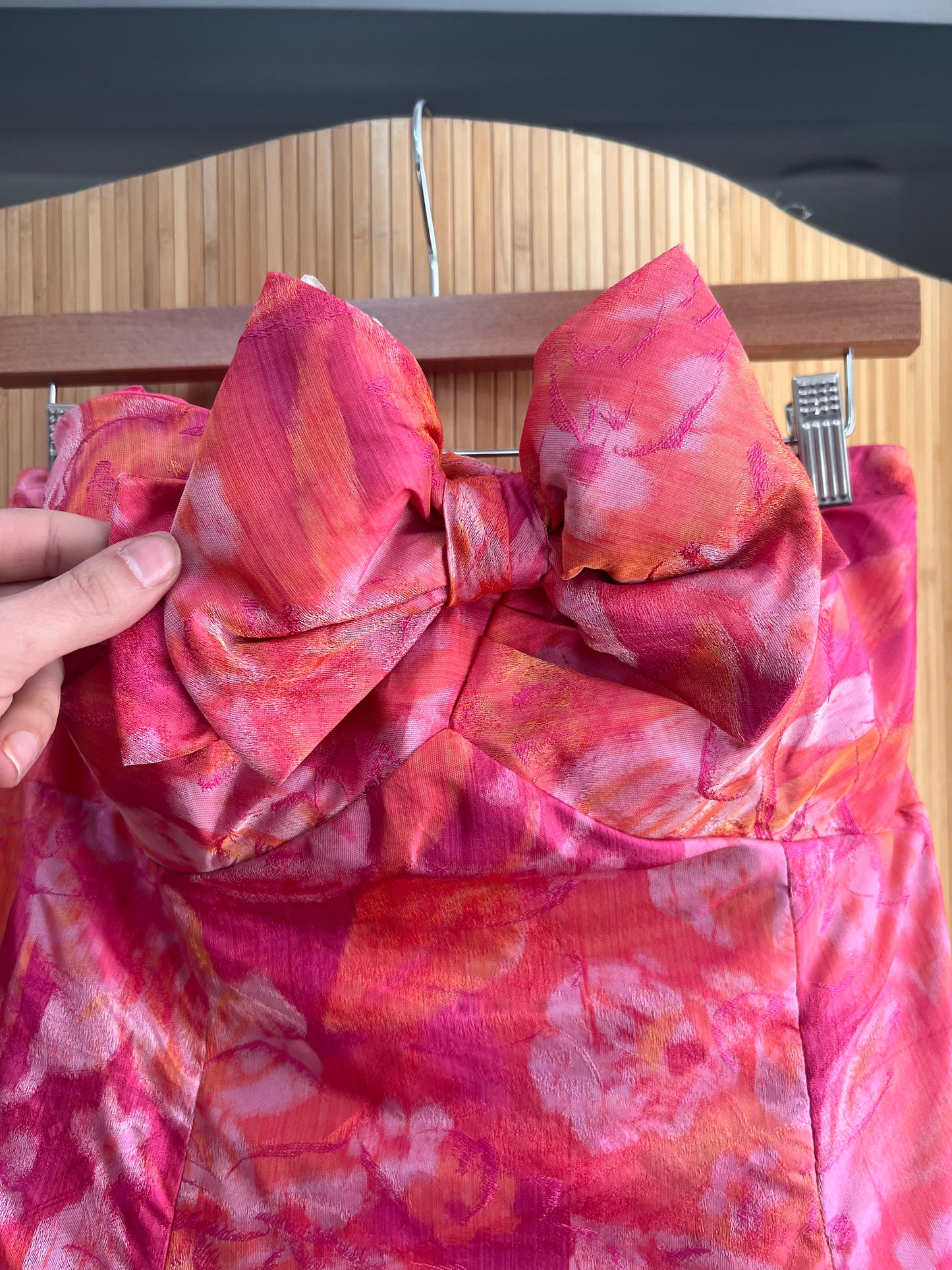 1980s Silk Chiffon Strapless Party Frock L