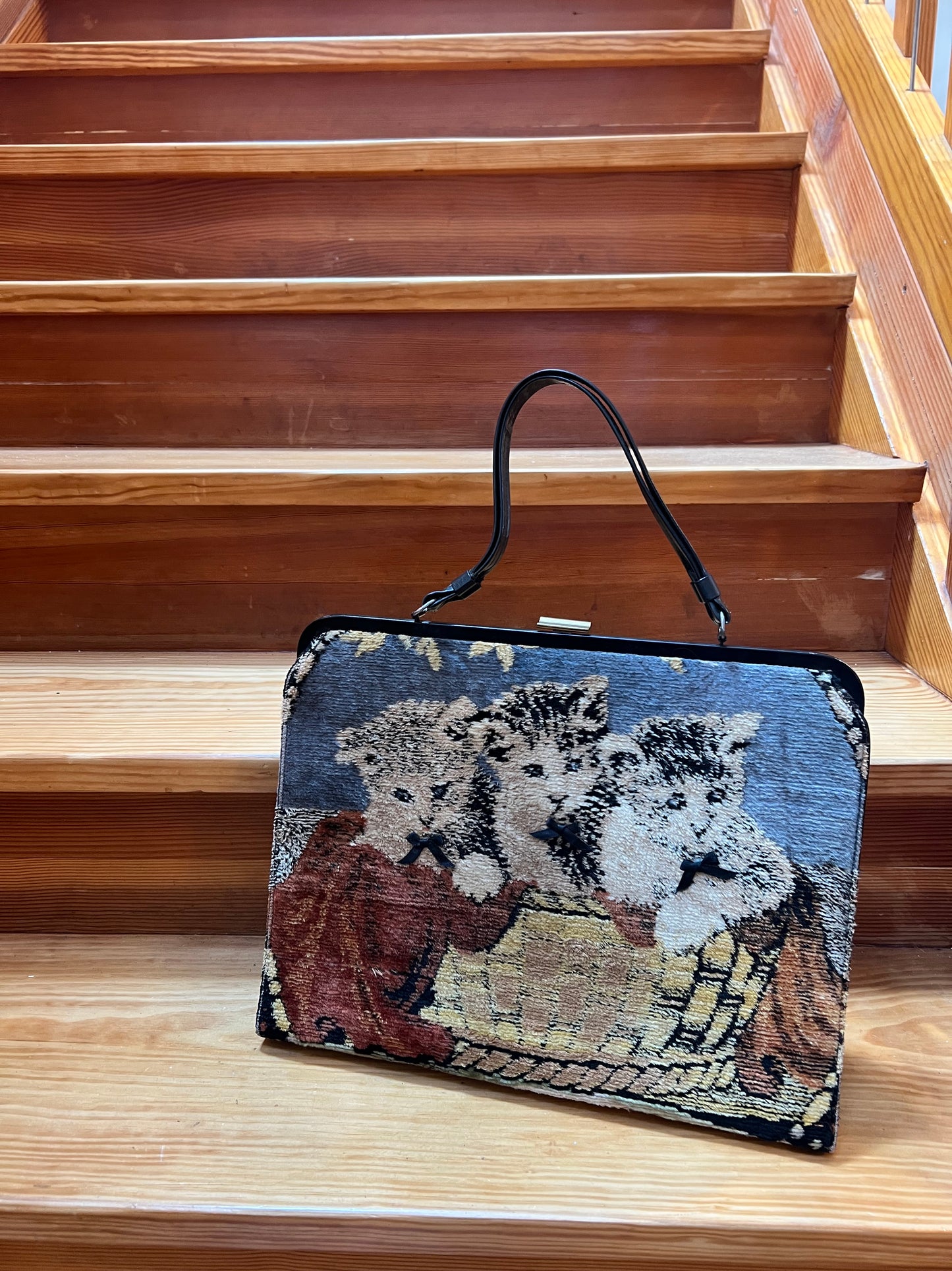 1950s Puppies & Kittens Double-Sided Carpet Bag by Marlow