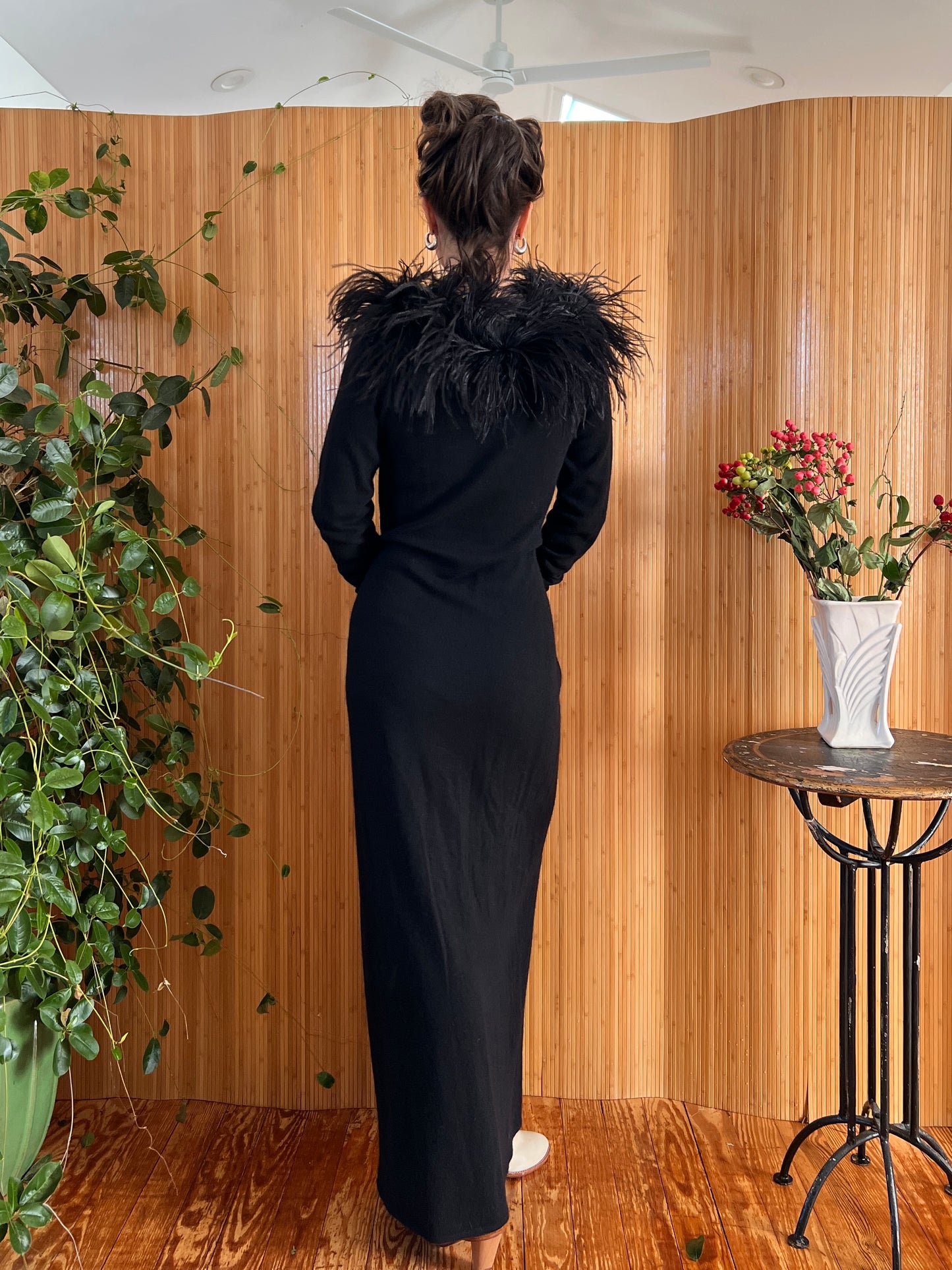 Ralph Lauren Wool Knit Maxi with Feather Trim L/XL