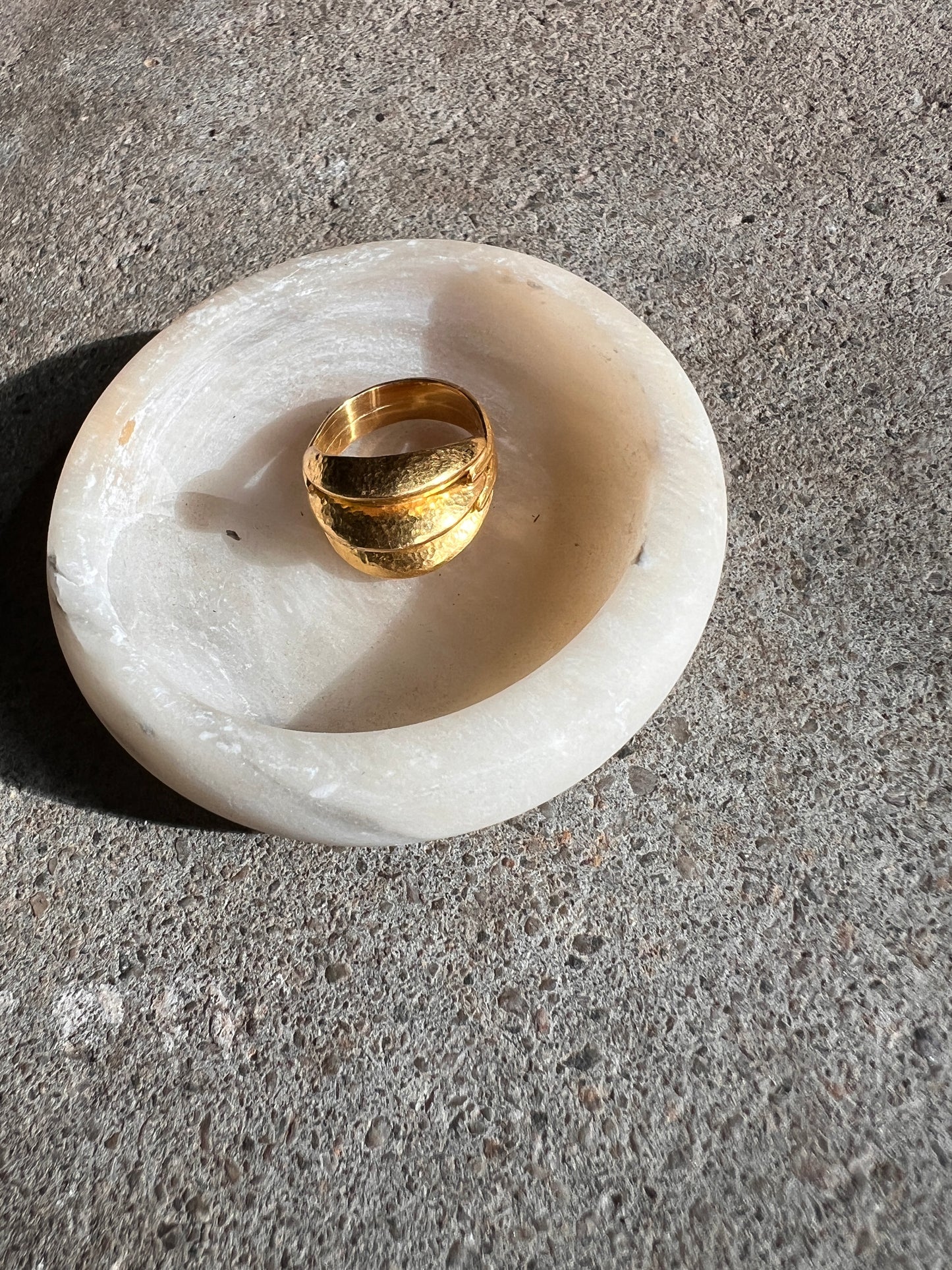 Vtg Lalaounis Hand-Hammered Triple Edge Ring 18K Gold