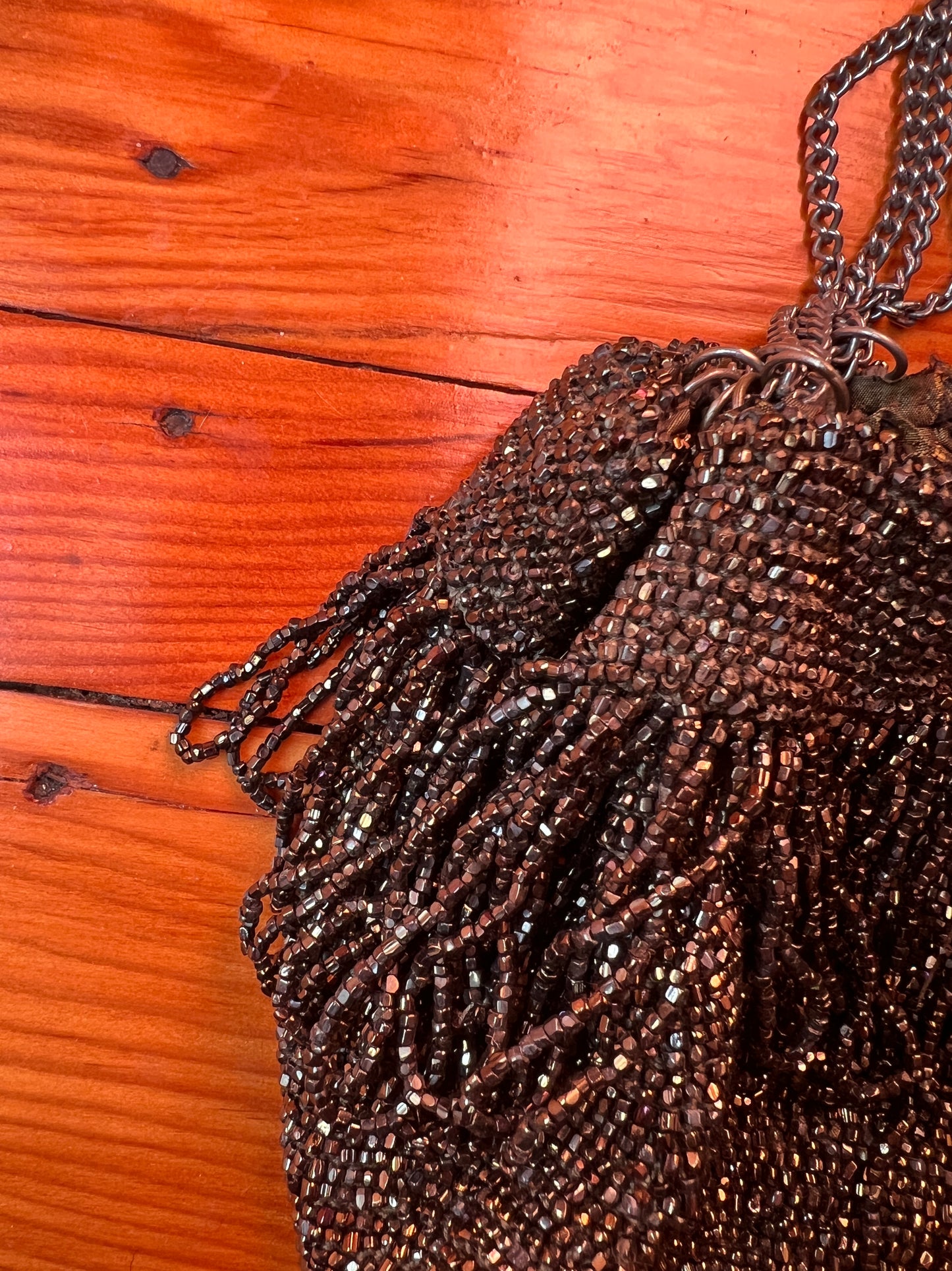 Late 1800s Beaded Black Reticule with Fringe