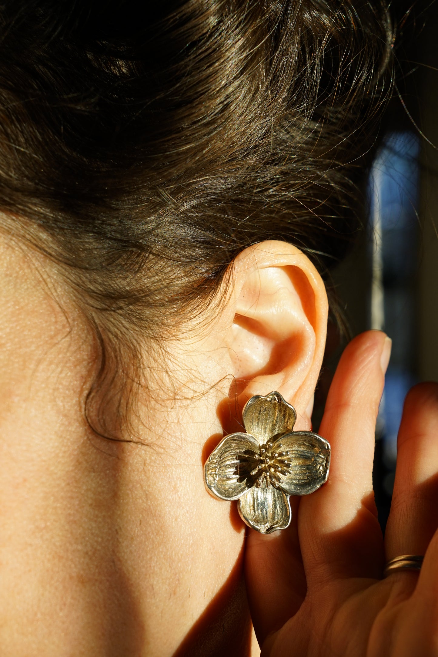 Tiffany and Co Sterling Dogwood Flower Earrings