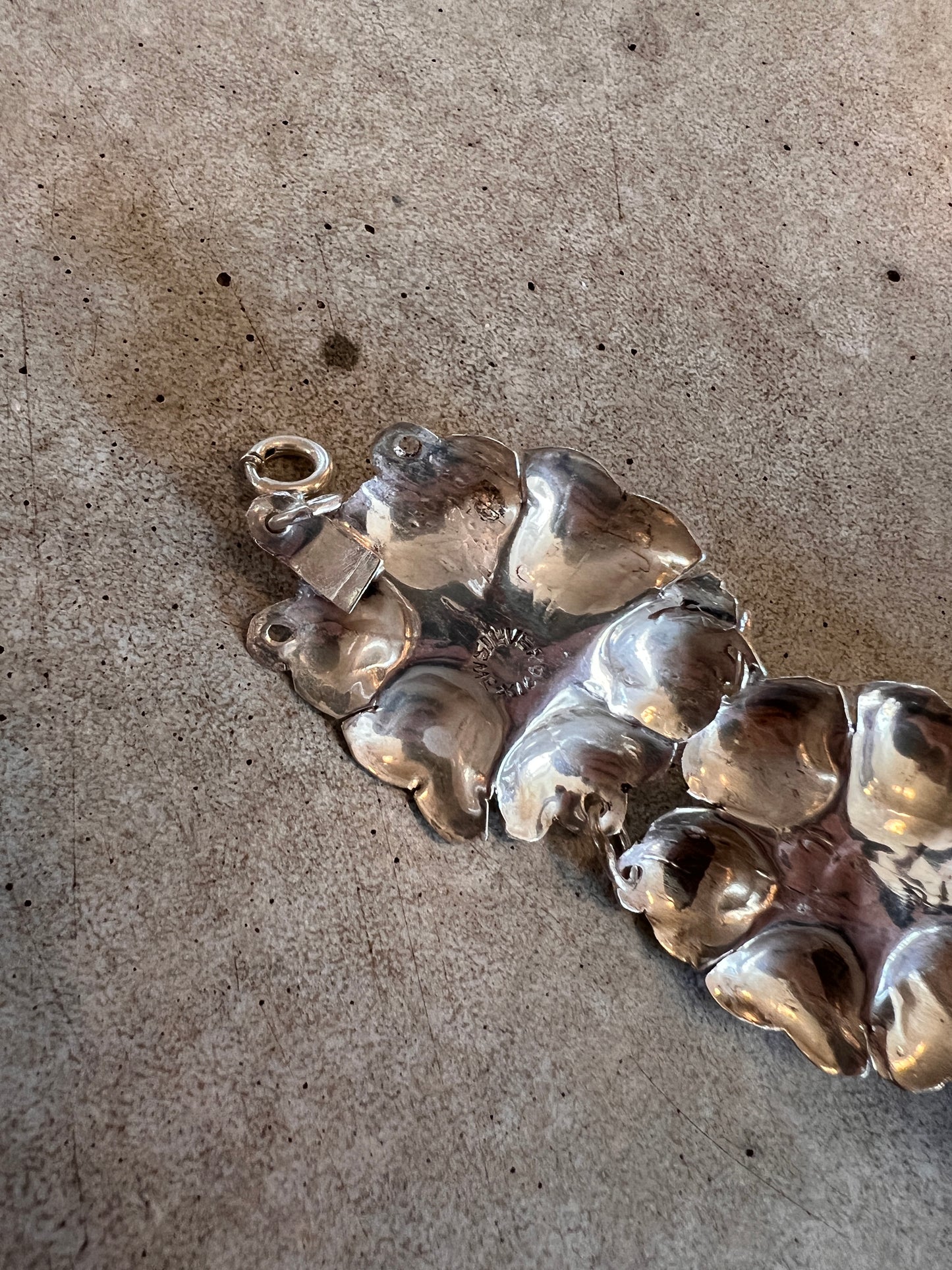 Taxco Sterling Flower Link Bracelet & Earrings