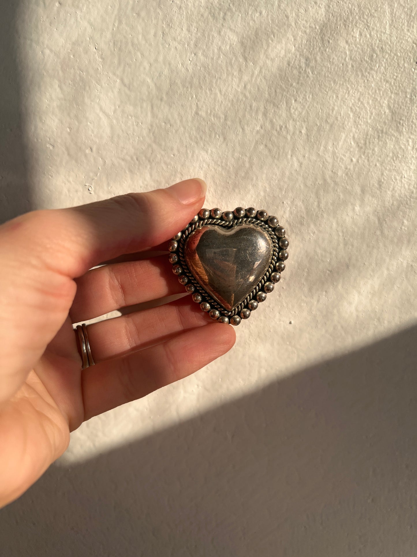 Vintage Sterling Mexico CII Puffy Heart Brooch