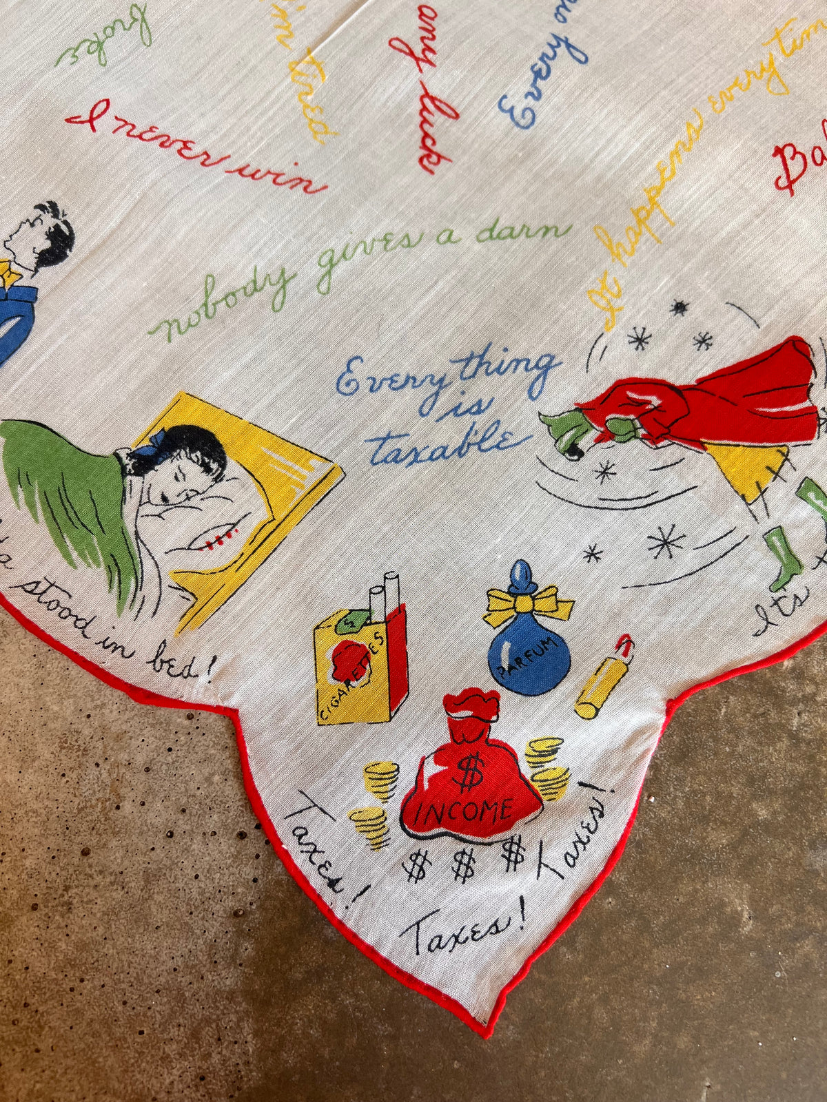 1950s “Crying Hankie” Novelty Cotton Handkerchief