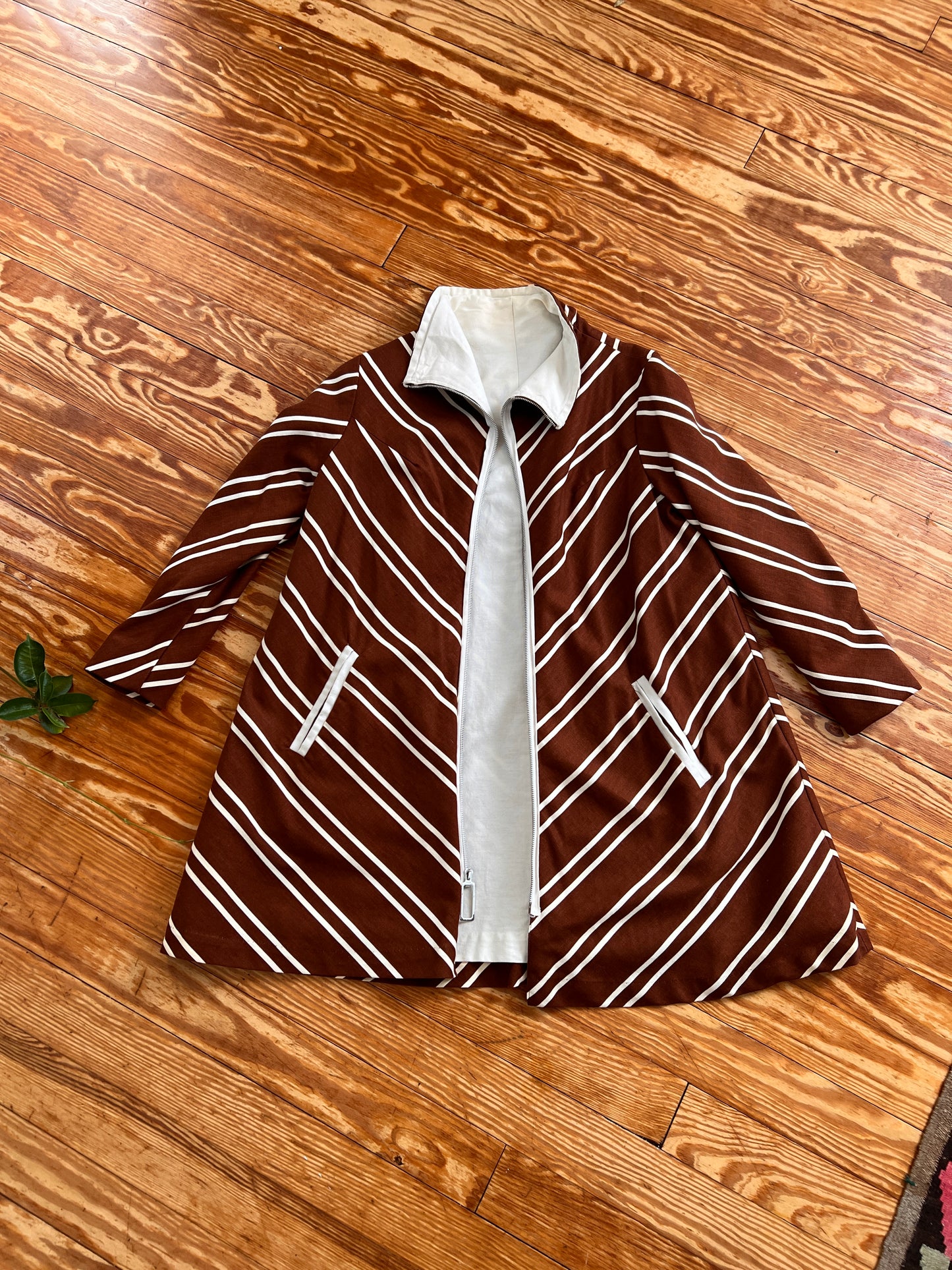 1960s Mod-Tastic Two-Piece Chevron Romper and Swing Coat Set