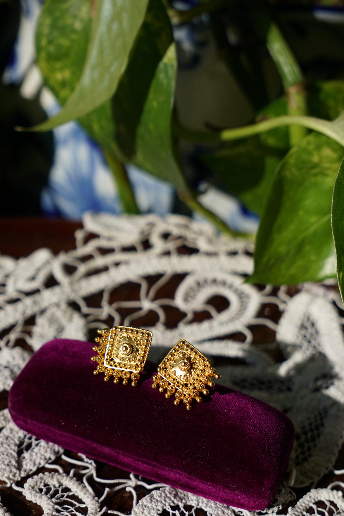 Antique Indian 22K Gold Earrings