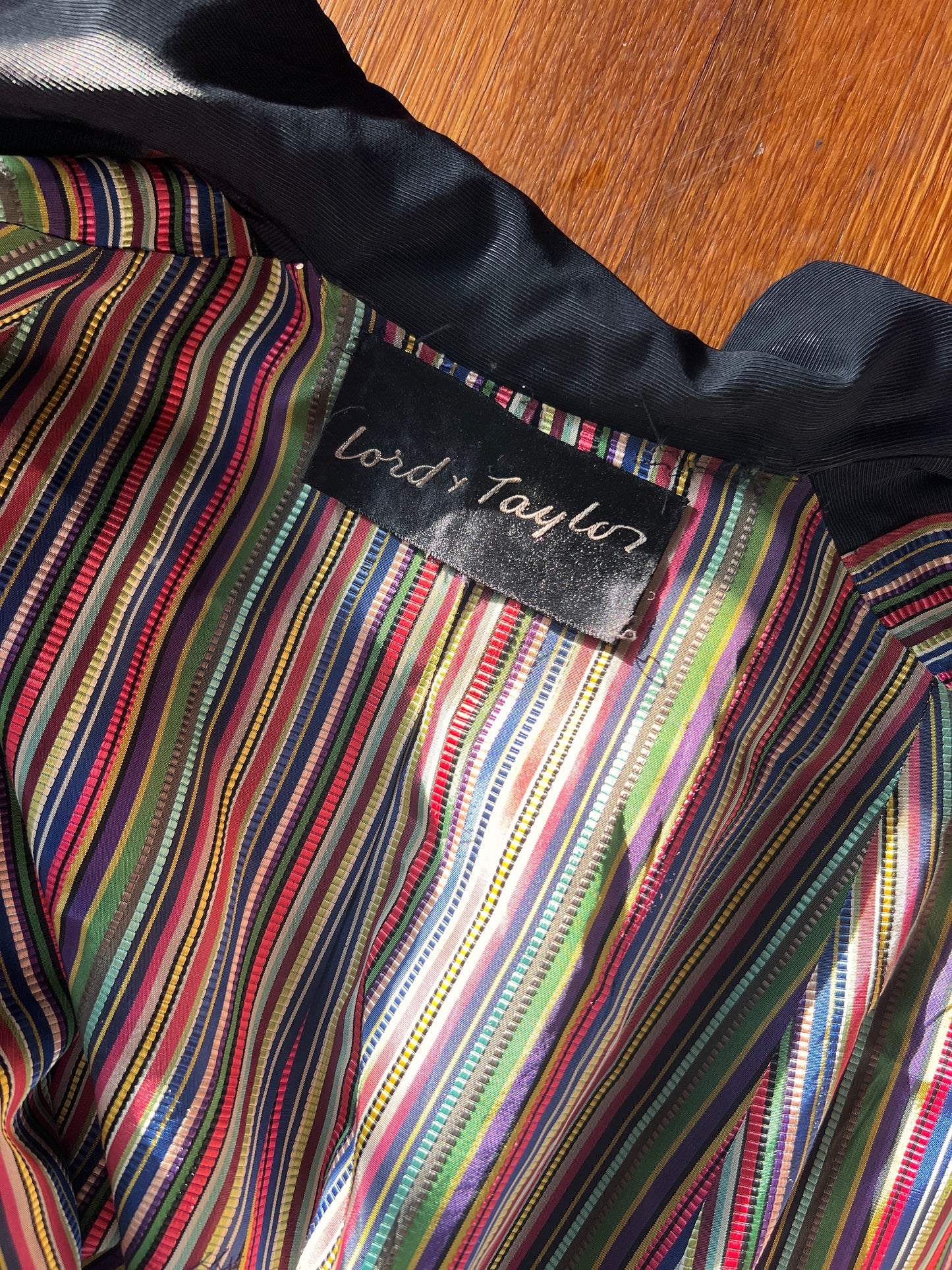 1940s Silk Taffeta Rainbow Stripe Reversible Cloak