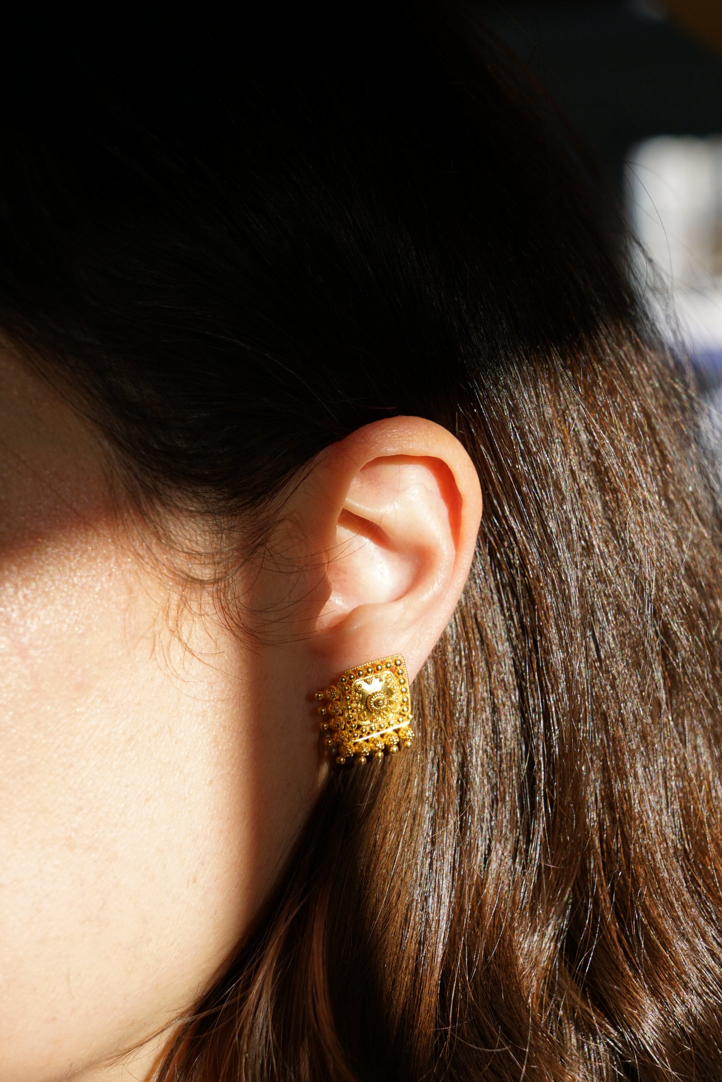 Antique Indian 22K Gold Earrings