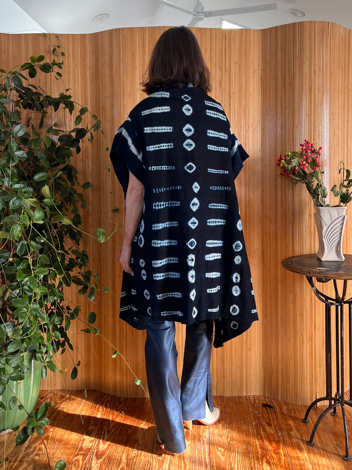 Hand Dyed Indigo Mud Cloth Wrap/Vest OS