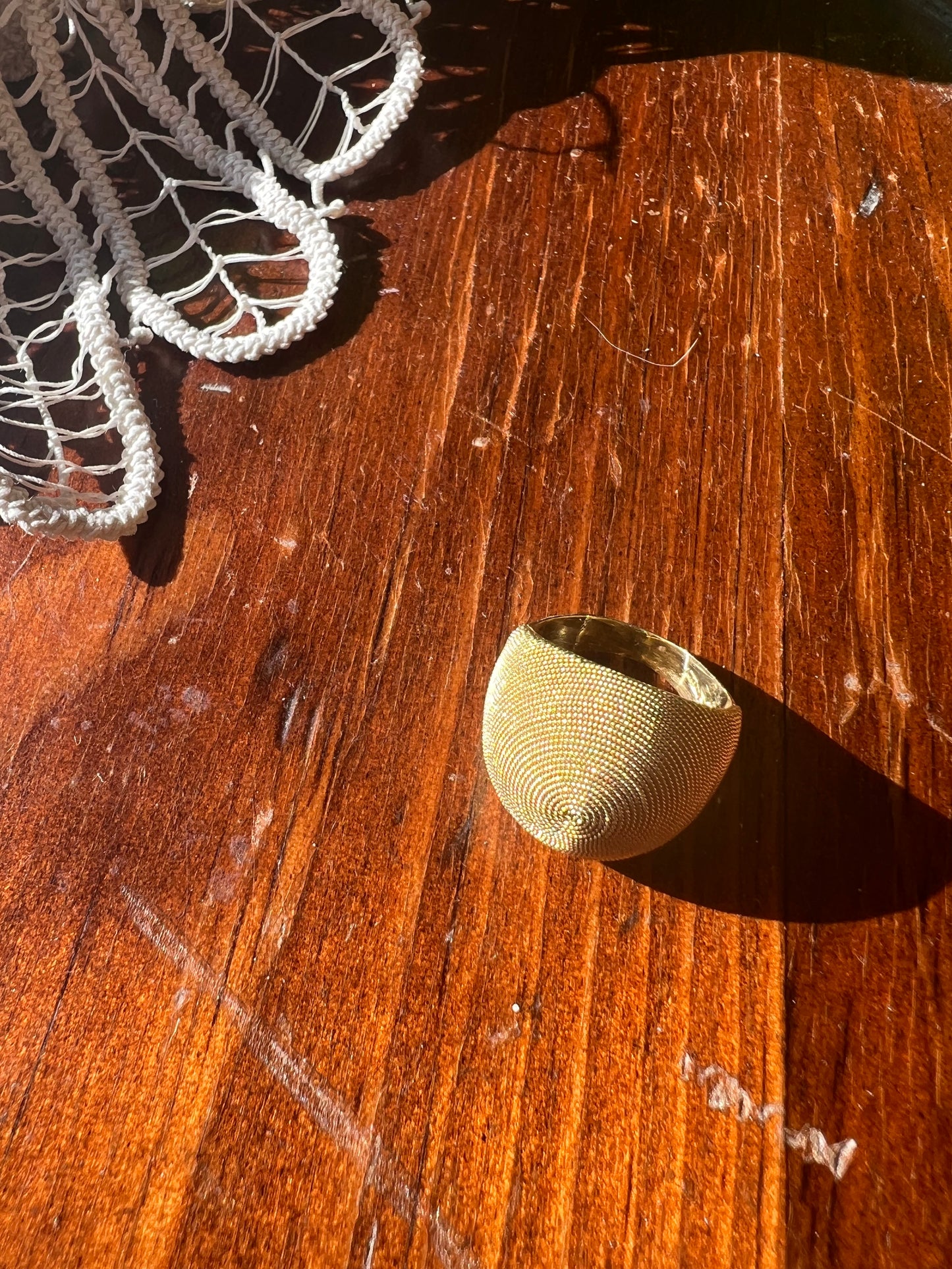 Vtg 18K Braided Gold Dome Cocktail Ring