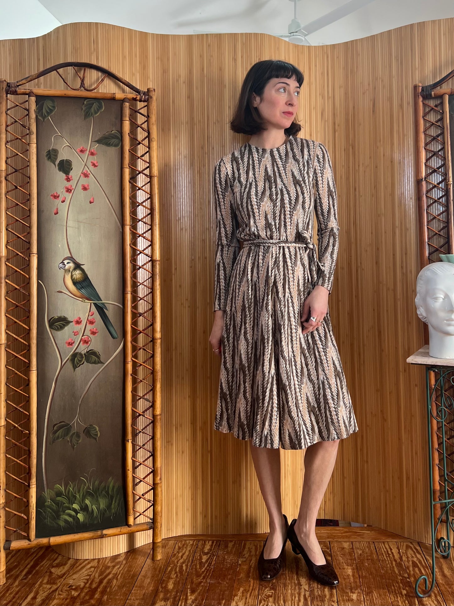 1970s DVF Jersey Knit Splatter Dress S/M