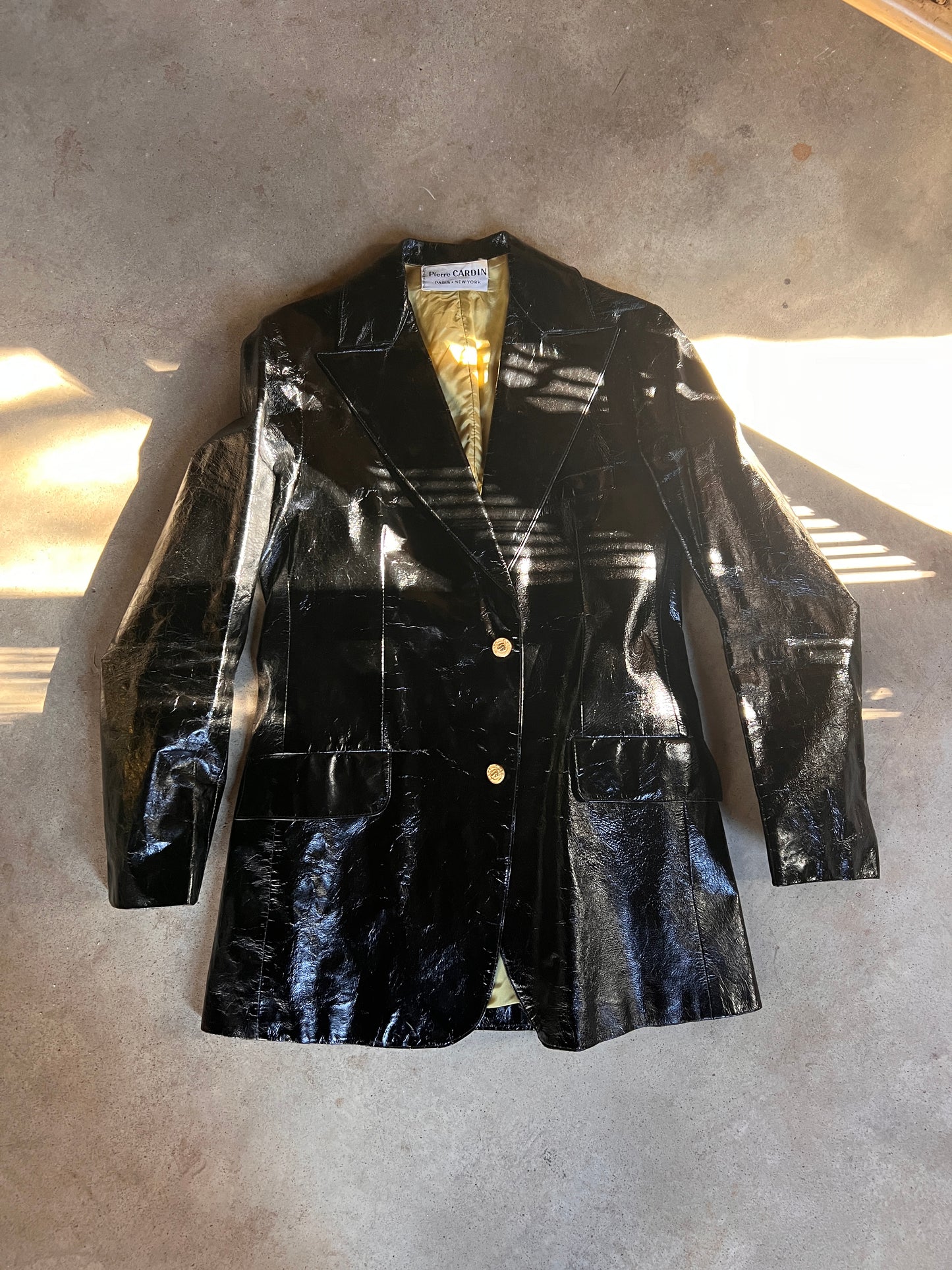 1960s Pierre Cardin Space Age Patent Leather Blazer M