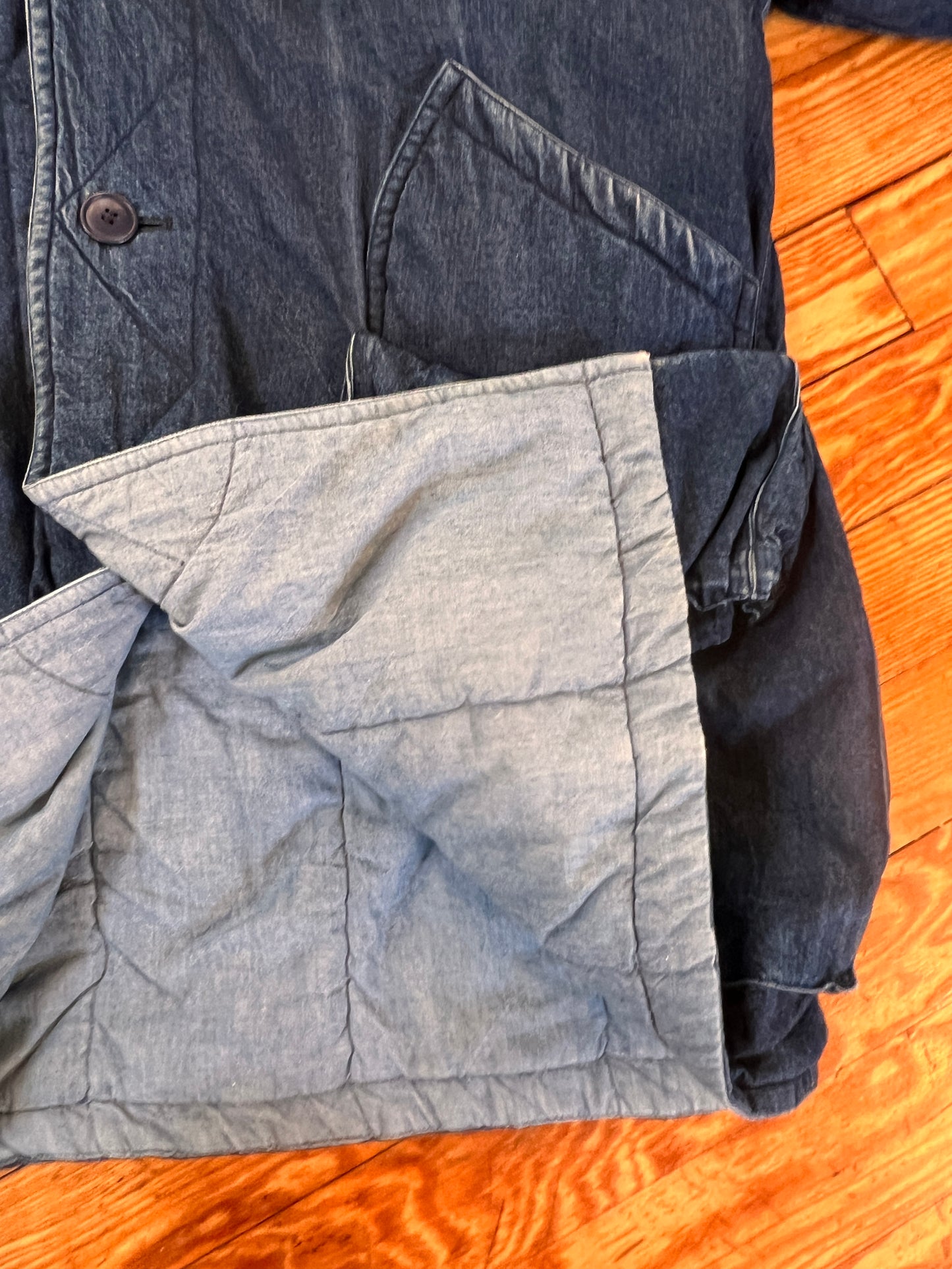 1980s Issey Miyake Indigo Denim Padded Reversible Coat