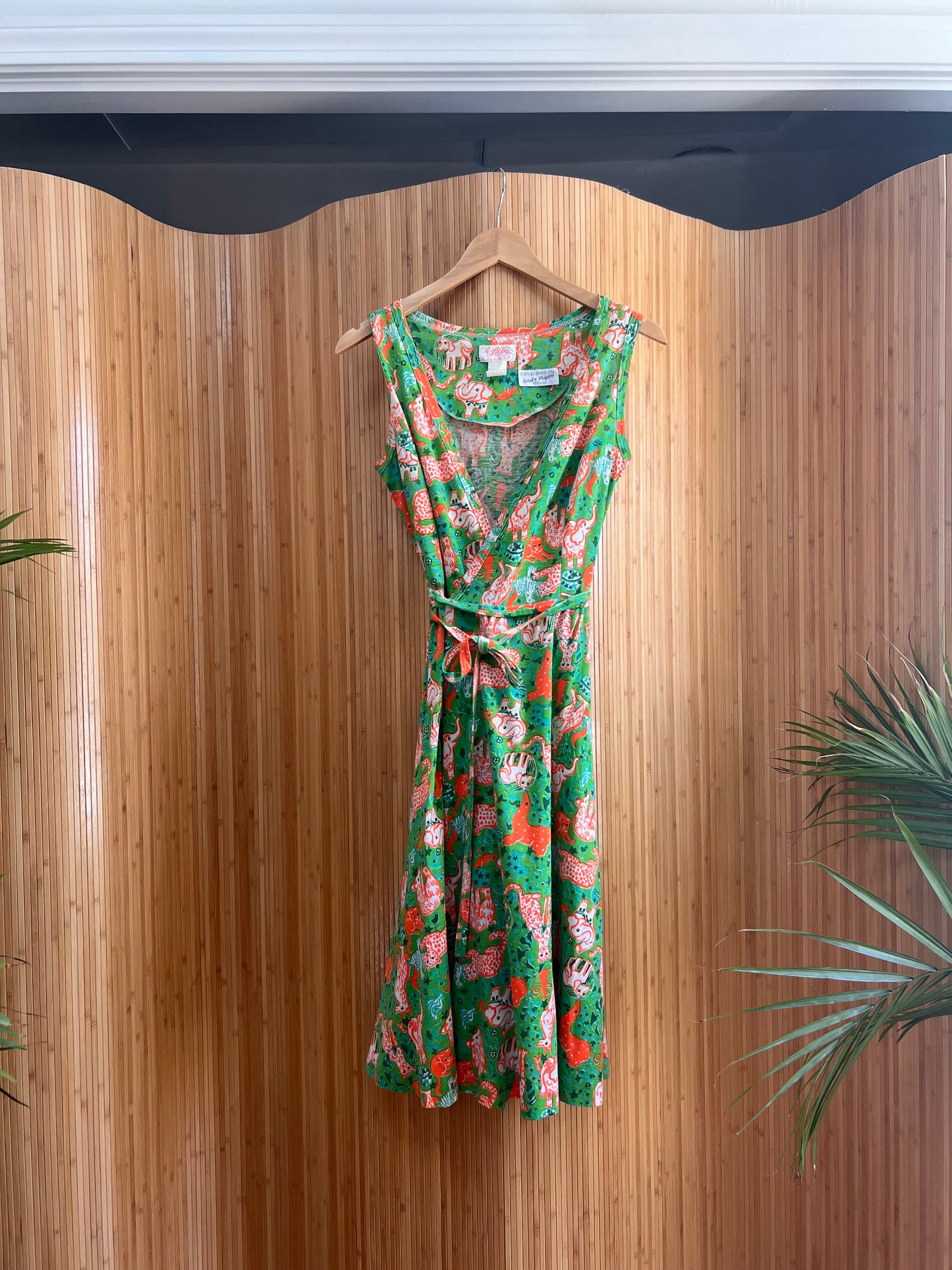 1960s/70s "The Lilly" Lilly Pulitzer Wild Animals Print Cotton Blend Wrap Dress XS-M