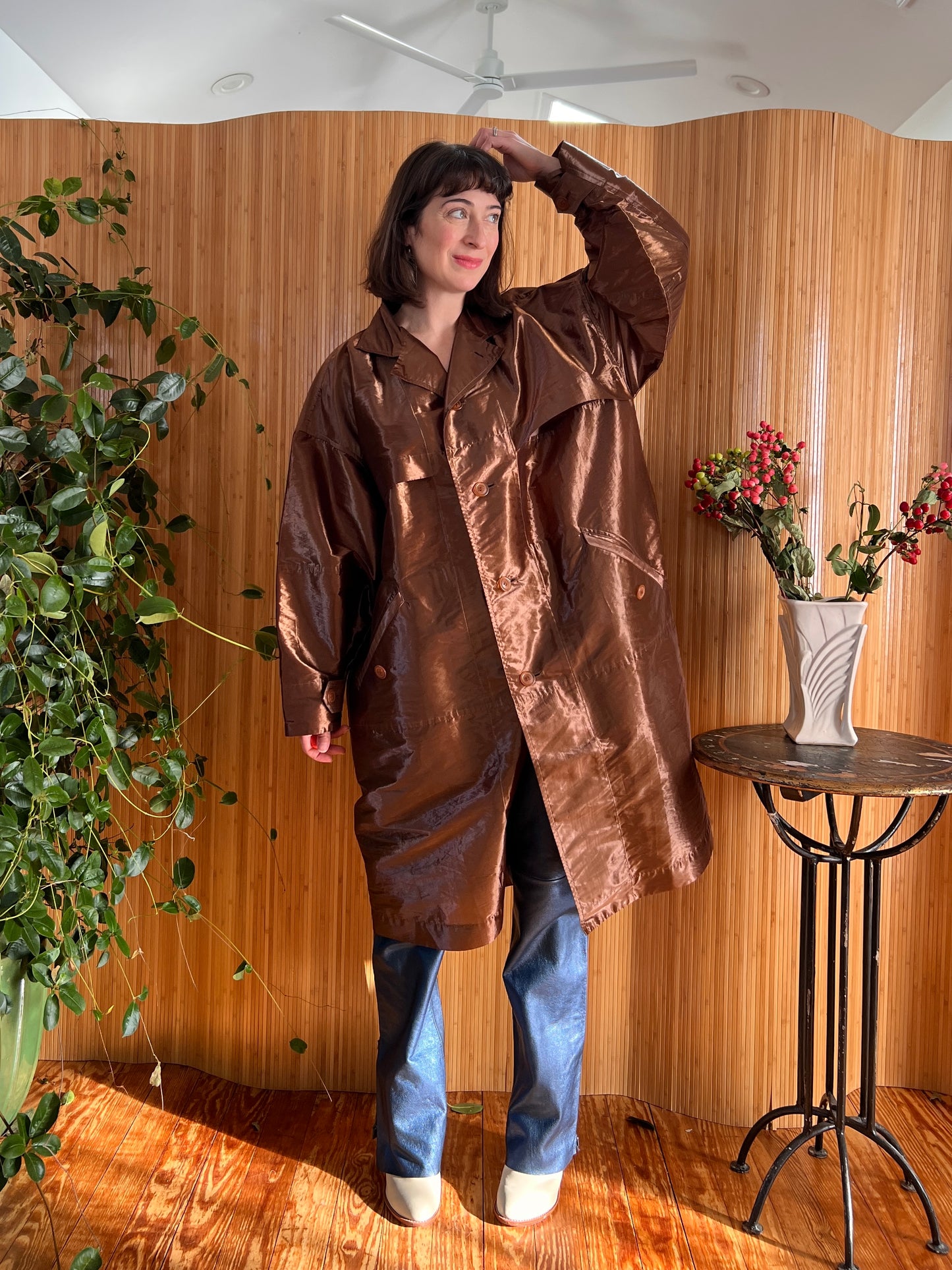 1980s Issey Mikaye Copper Metallic Windcoat S/M