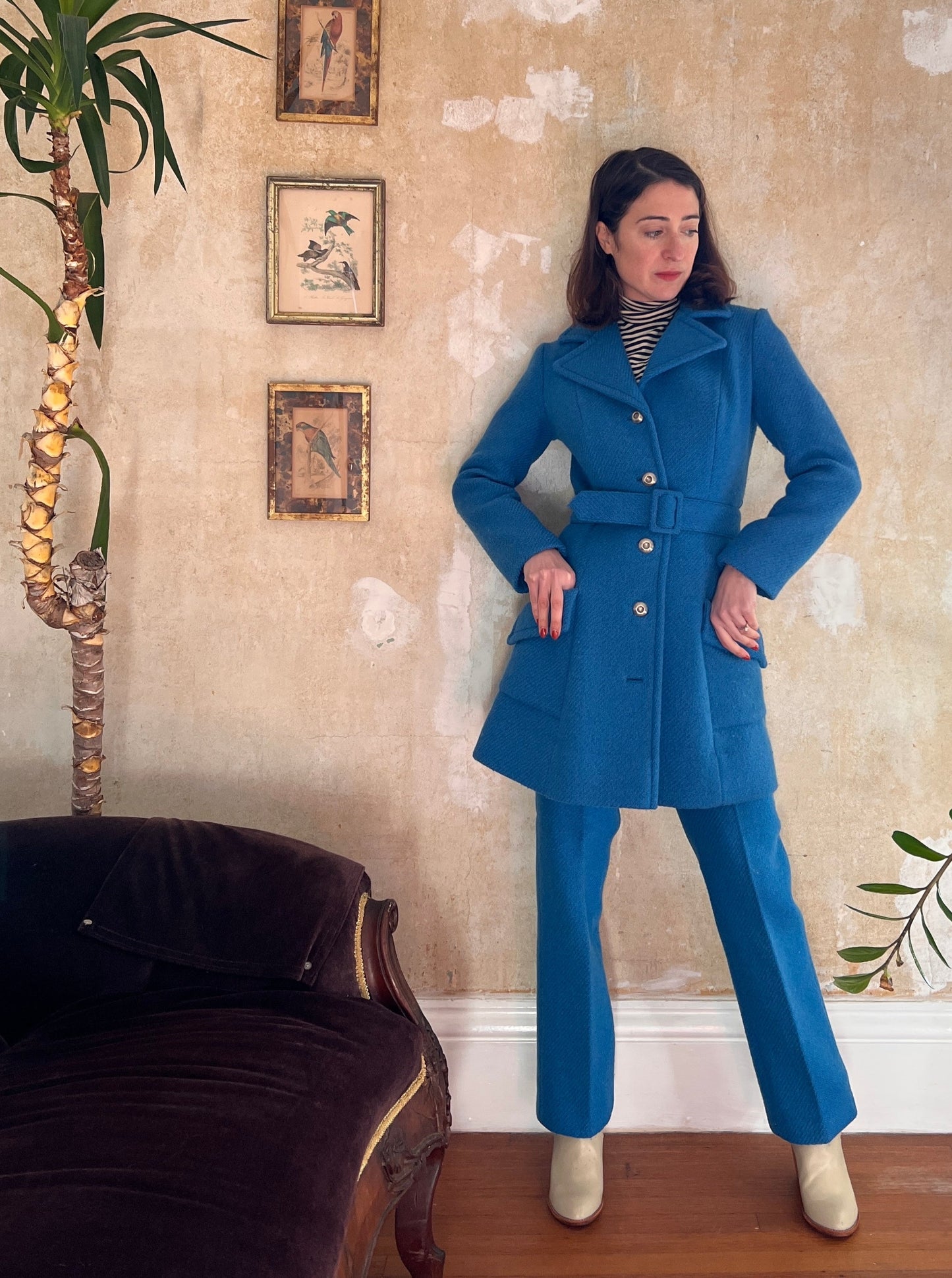 1960s Lanz Originals Electric Blue 2-Piece Suit S/M