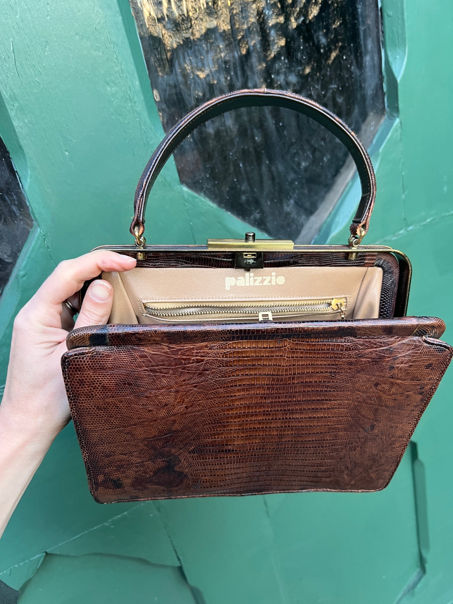 1940s Palizzio Brown Lizard Handbag