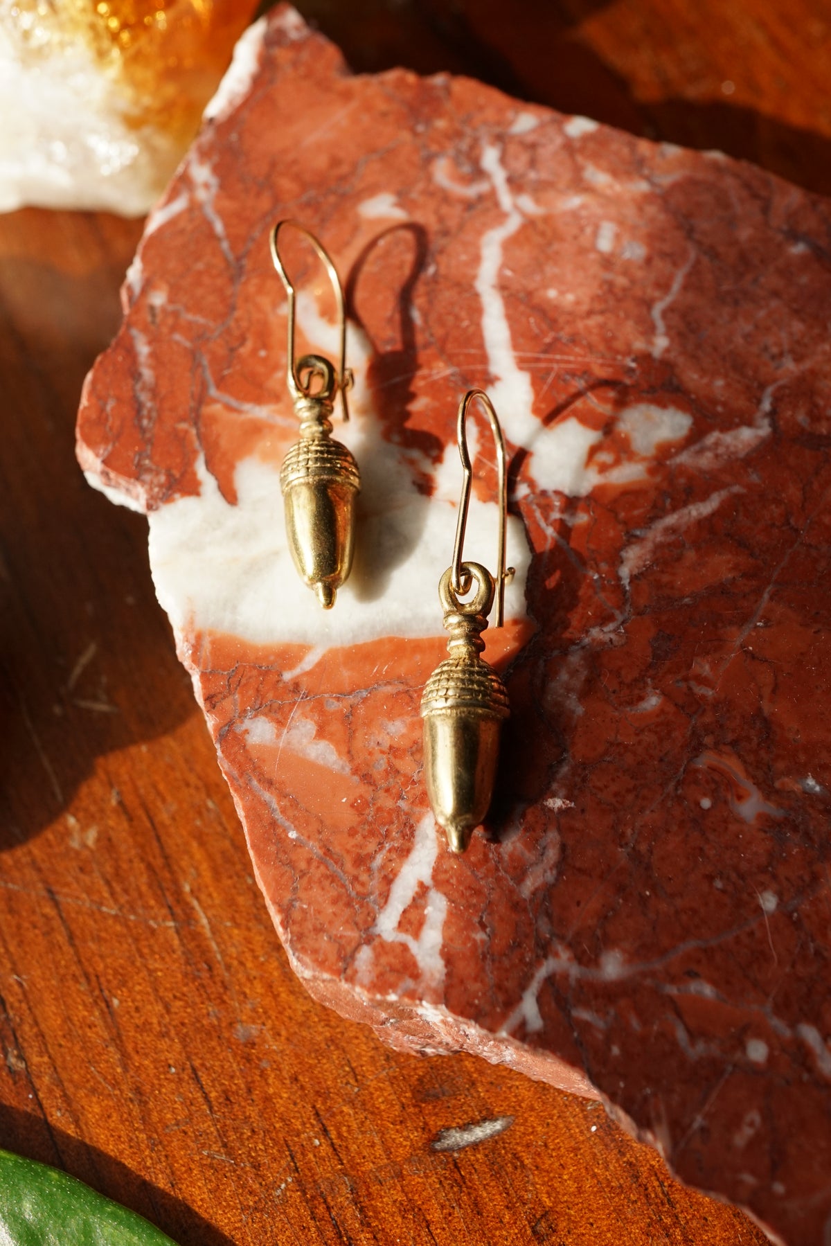 Pair of VTG Estate 18K Acorn Drop Earrings