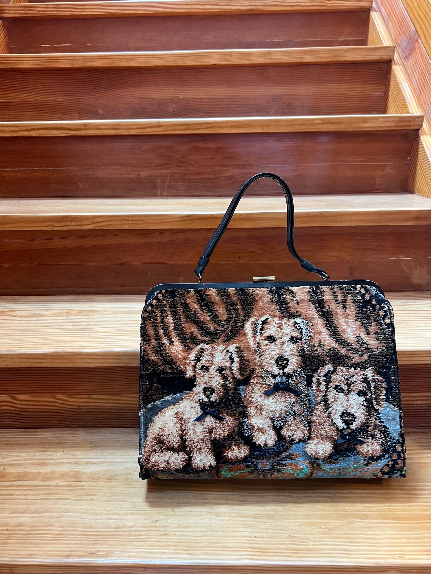 1950s Puppies & Kittens Double-Sided Carpet Bag by Marlow