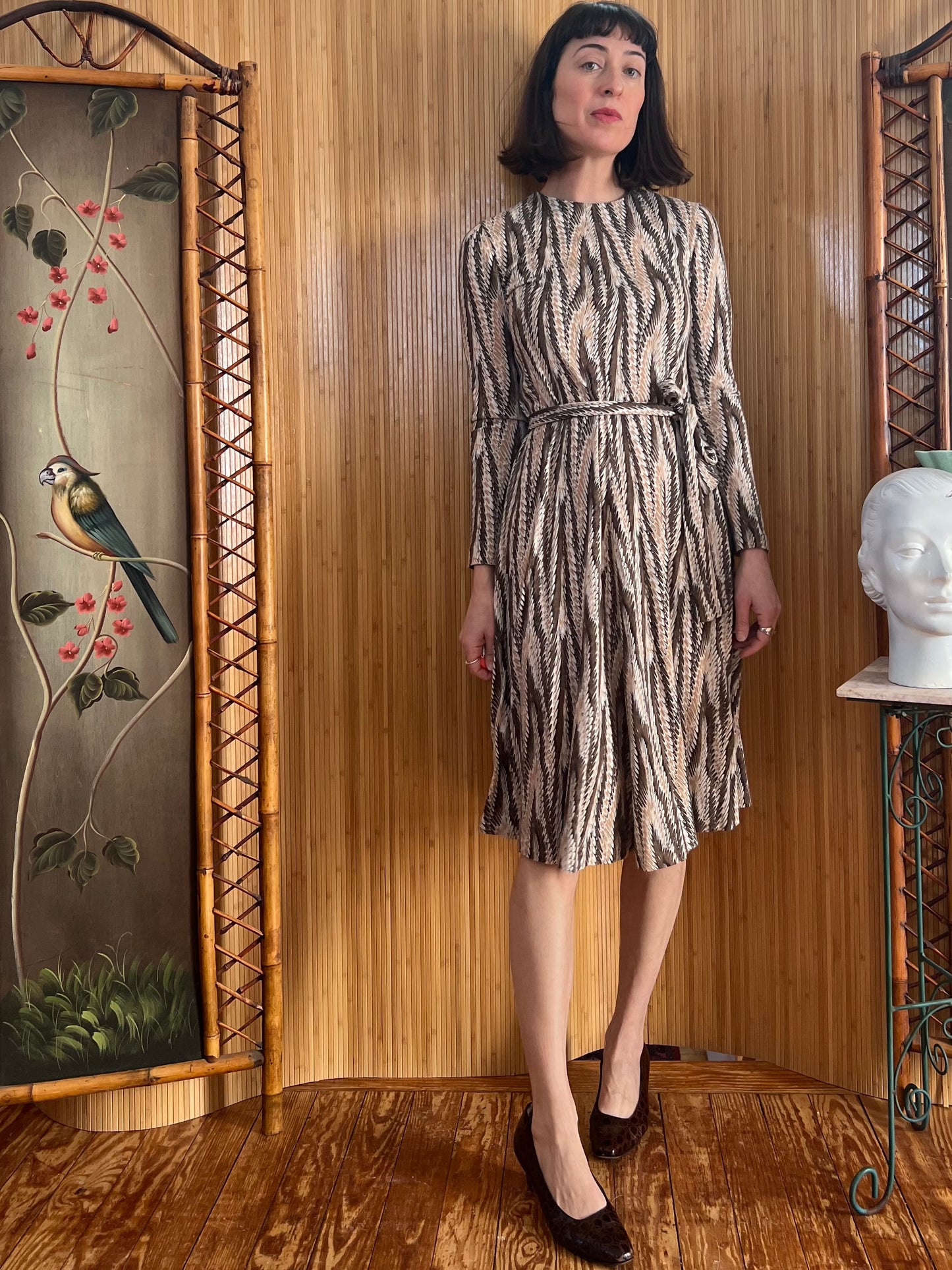 1970s DVF Jersey Knit Splatter Dress S/M