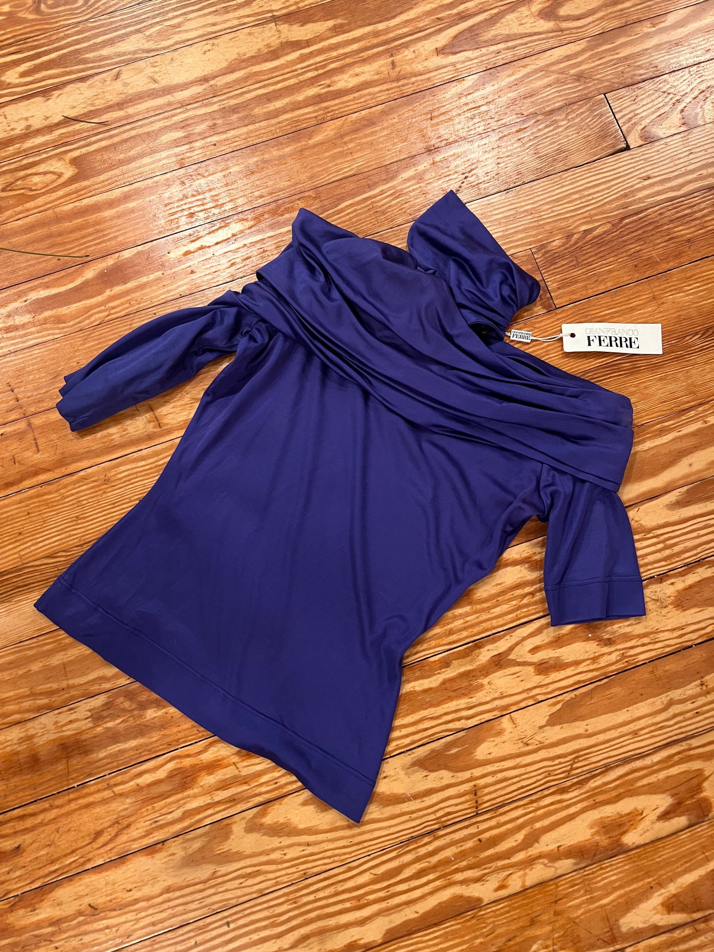 1980s Gianfranco Ferre Silk Cowl Neck Top S