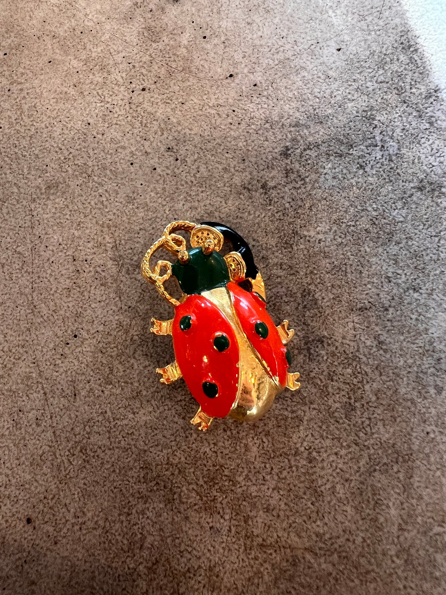 Vintage Chatty Beetle Goldtone Brooch