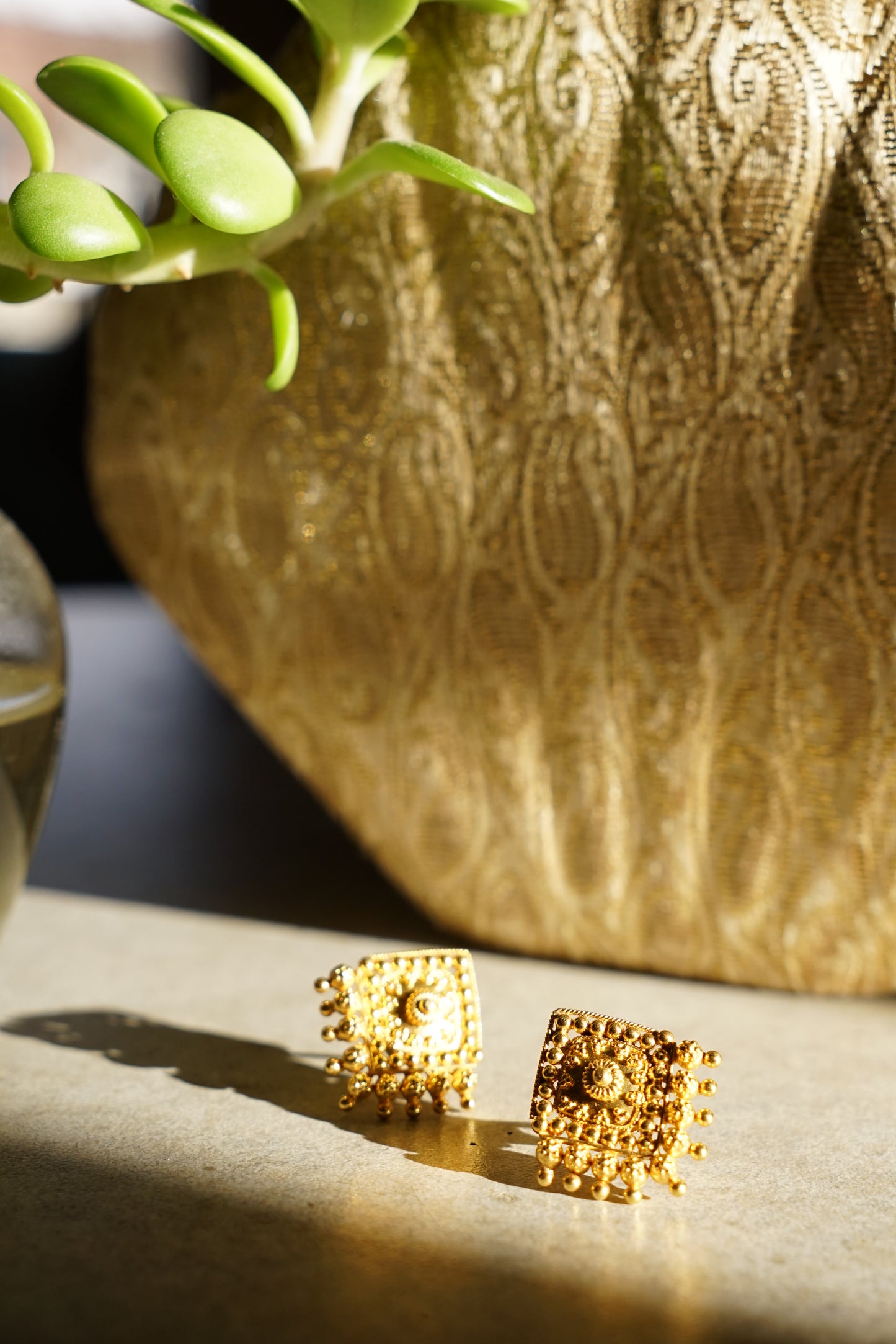 Antique Indian 22K Gold Earrings