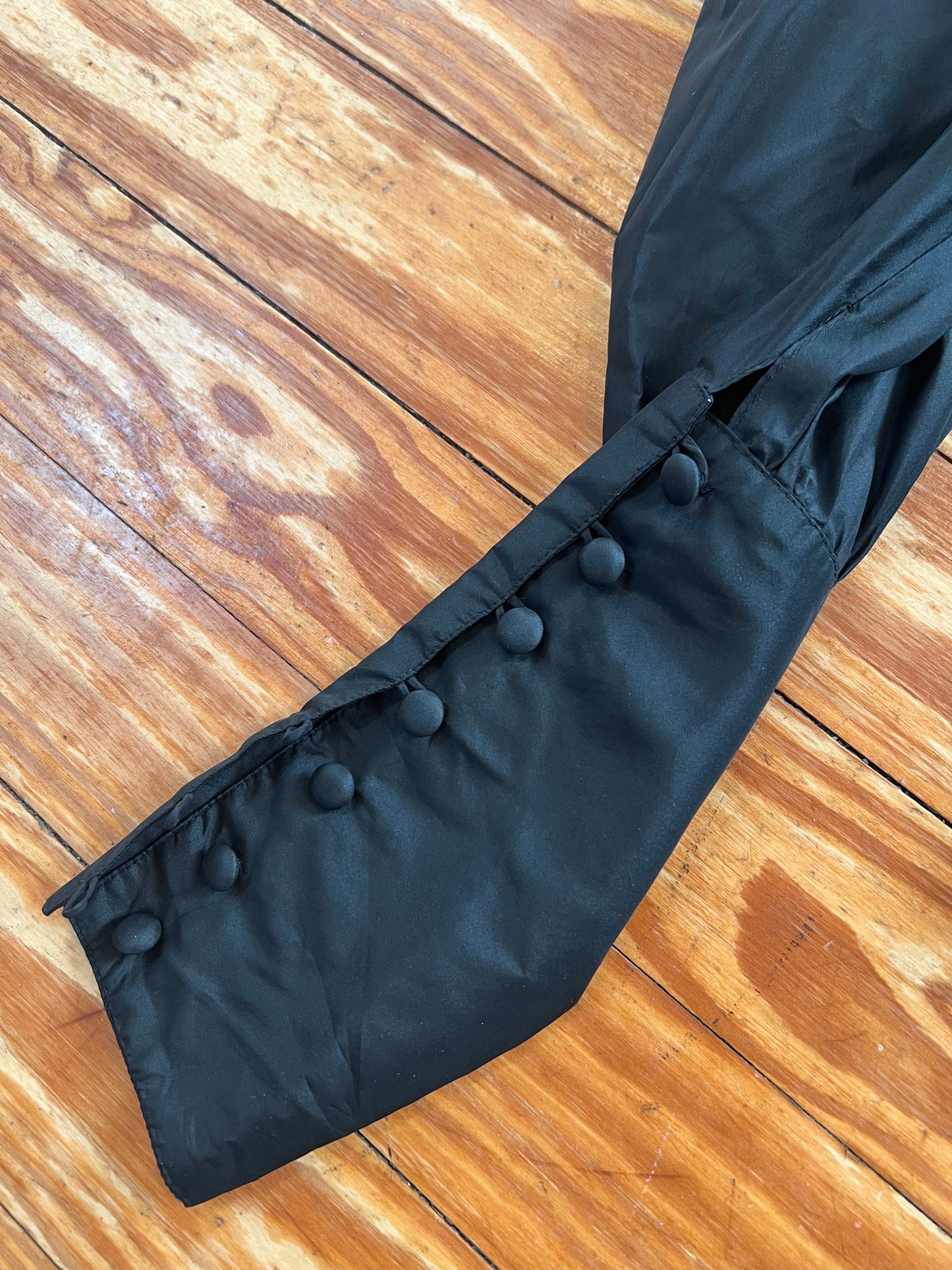 1980s Silk Cut Out Peplum Blouse with Mutton Sleeves S