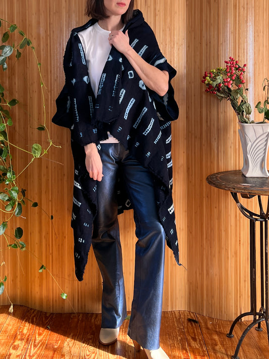 Hand Dyed Indigo Mud Cloth Wrap/Vest OS