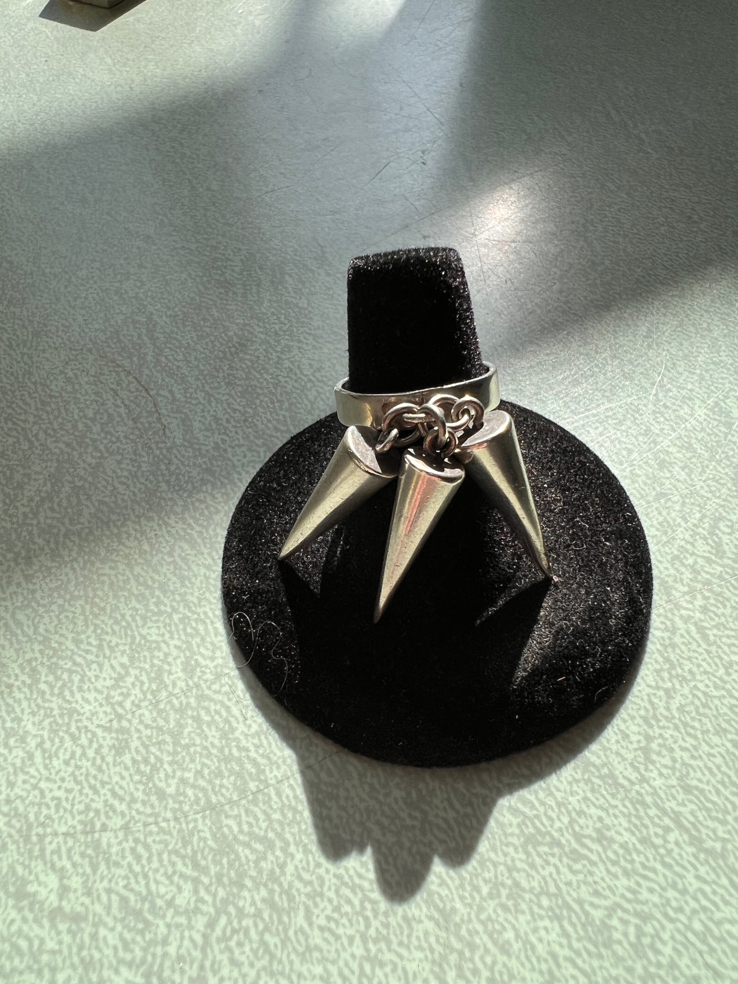 Vintage Modern Sterling Spiked Charms Ring